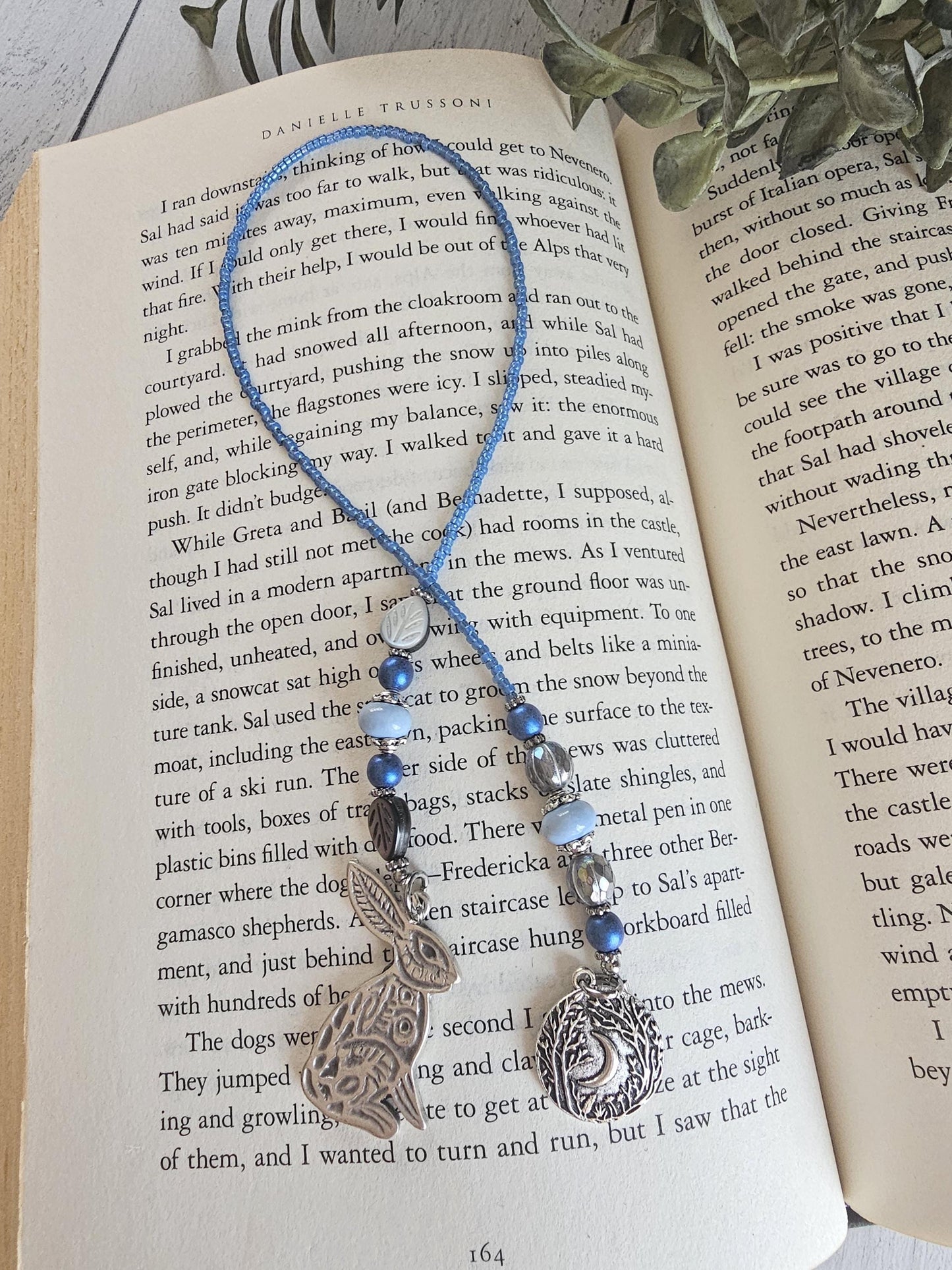 Blue Opal Hare Reader Gift, Beaded Bookmark