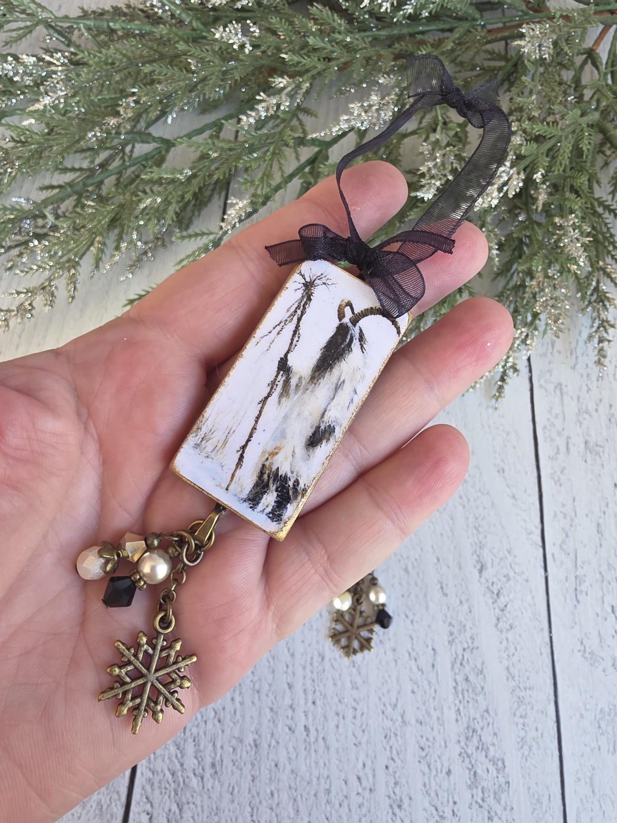 Krampus Christmas Ornaments, Handmade Wooden Decor