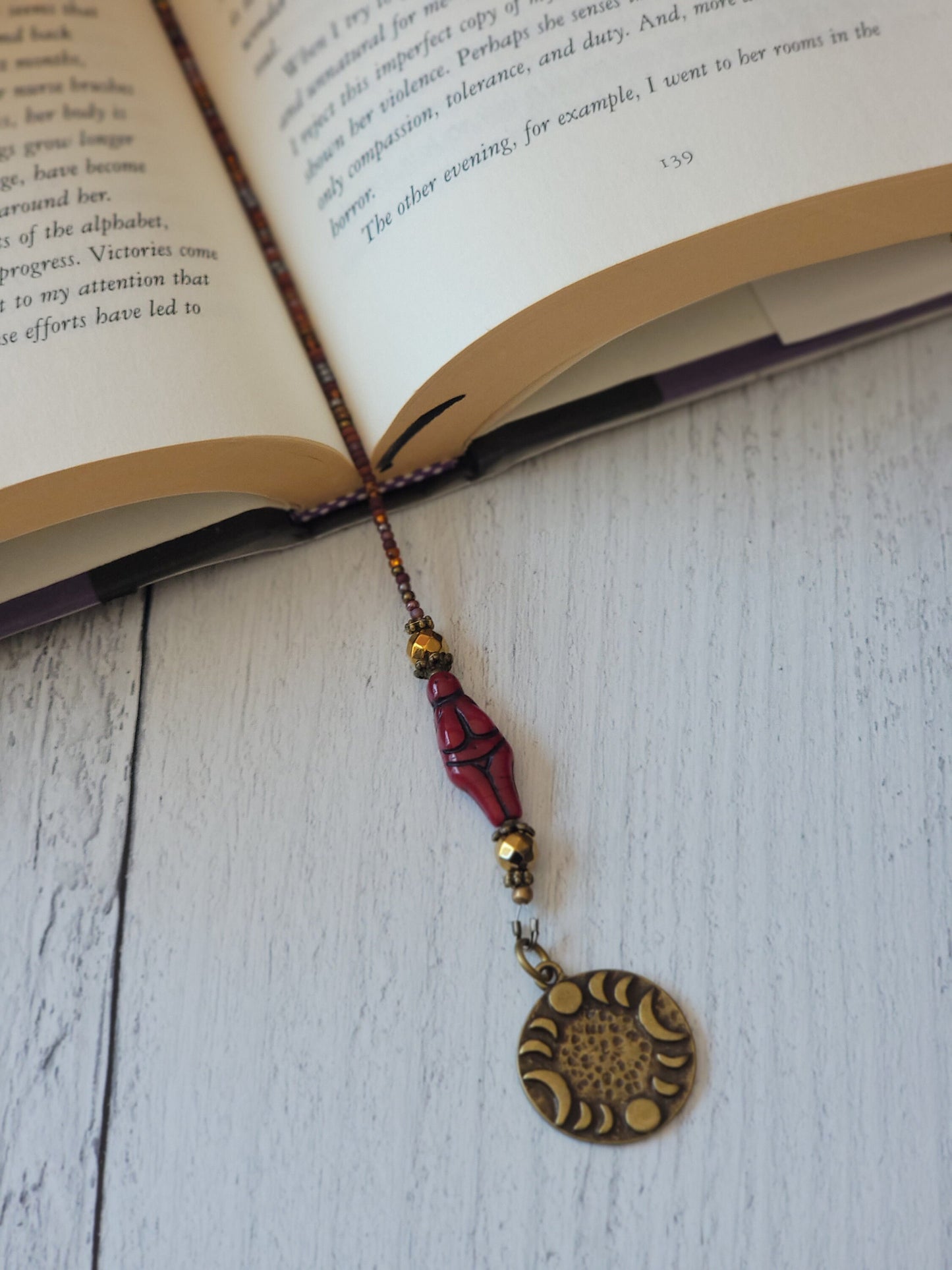 Goddess Bookmark: Handcrafted with Tiger Eye and Dyed Quartz Beads for Magical Reading Adventures