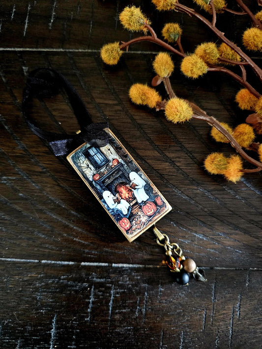 Whimsical Ghost Ornament, Halloween Fall Decor