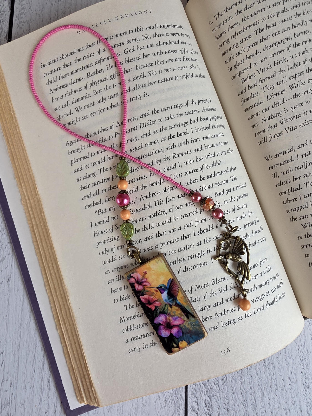 Hummingbird Handmade Pendant Bookmark, Choose Length and Picture