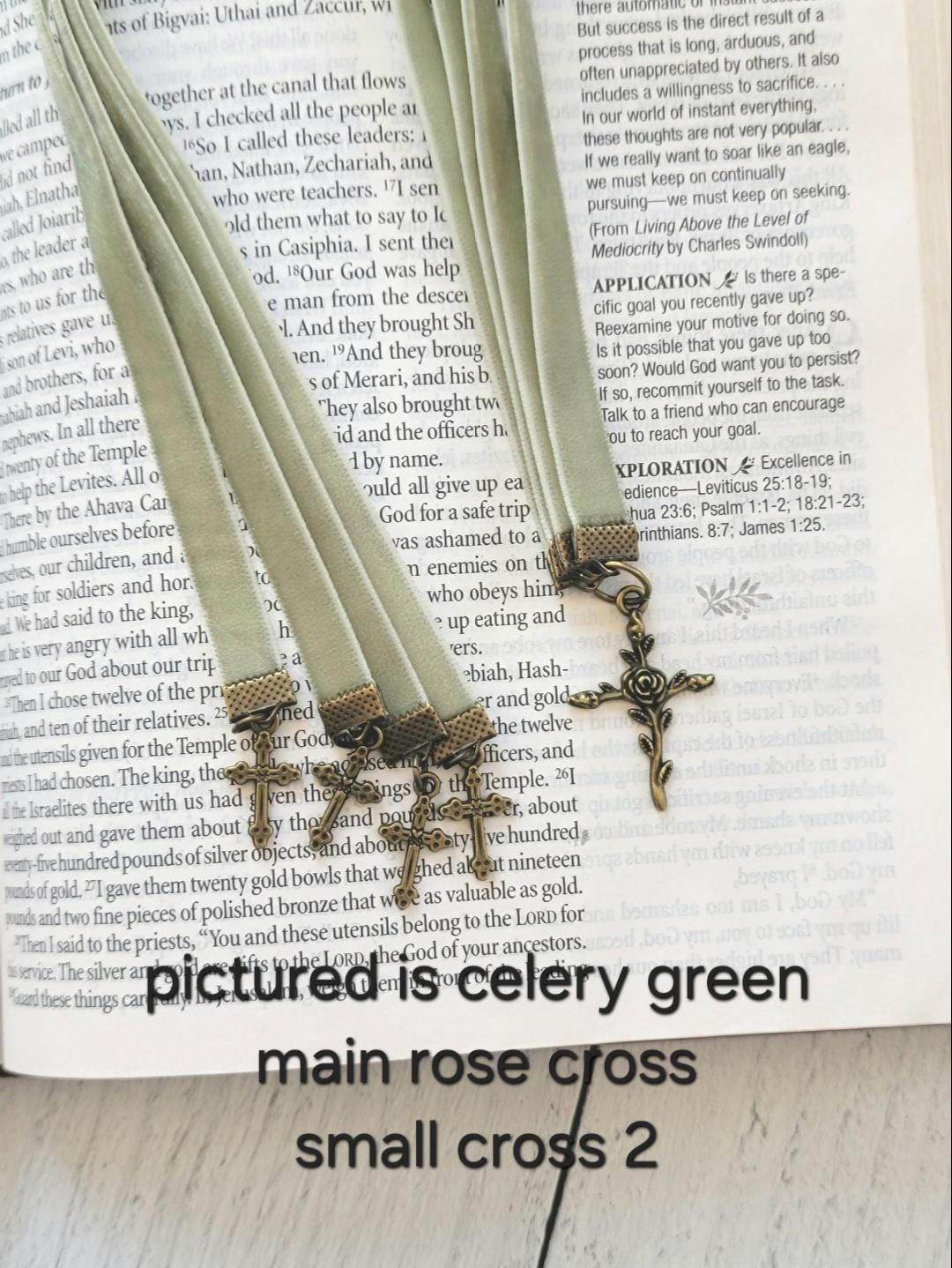 Multi-strand Bookmark for Bible, Customize Your Personal Study Aid With Cross Charms, Color, Number and Length of Ribbons