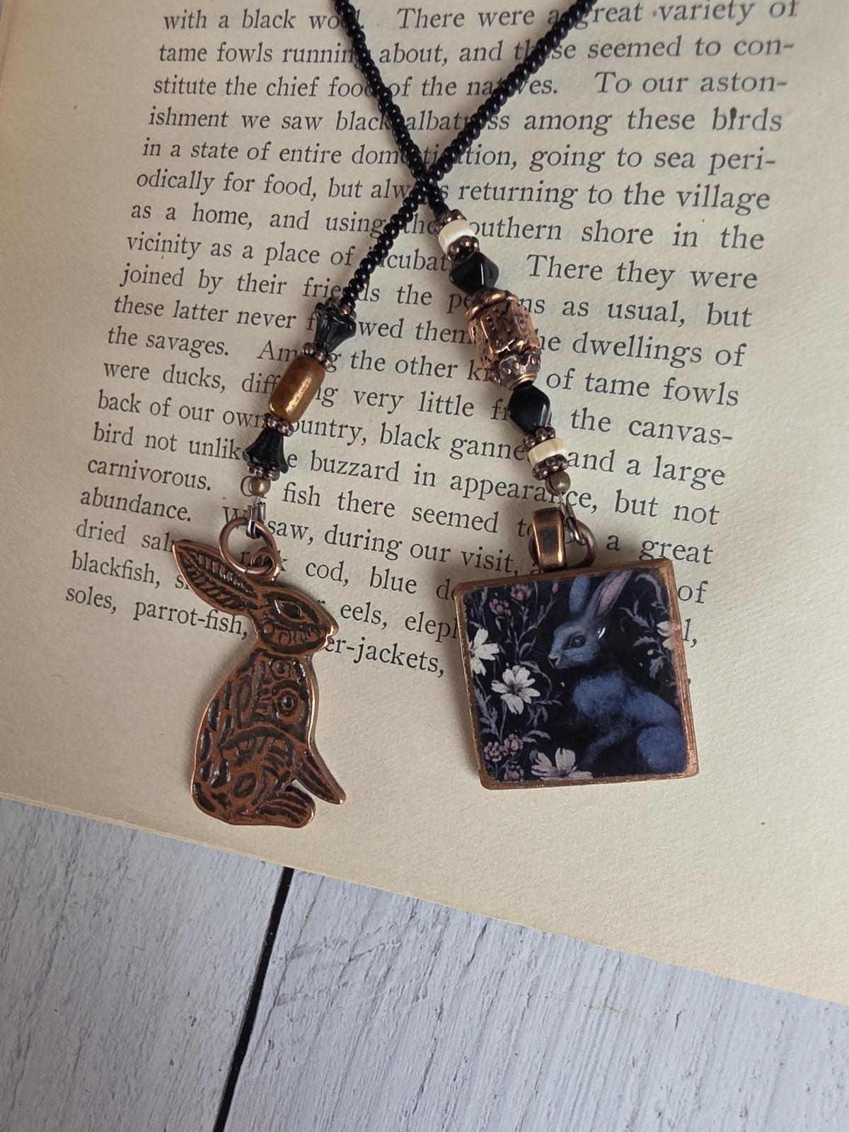Hare Bookmark, Dark Rabbit Beaded Reader Gift