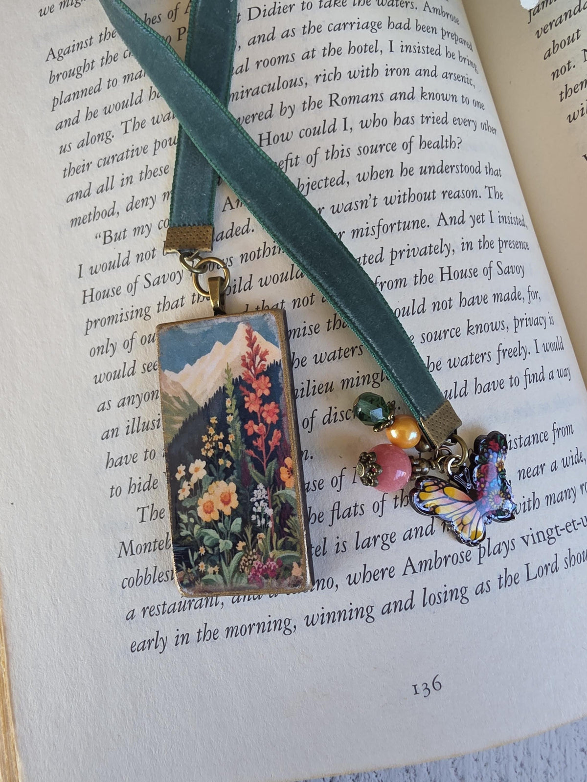 Ribbon Bookmark With Handmade Floral Pendant