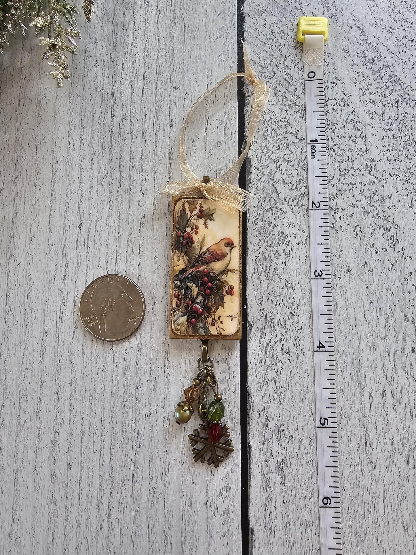 Handmade Yule Ornaments, Winter Birds and Wreath