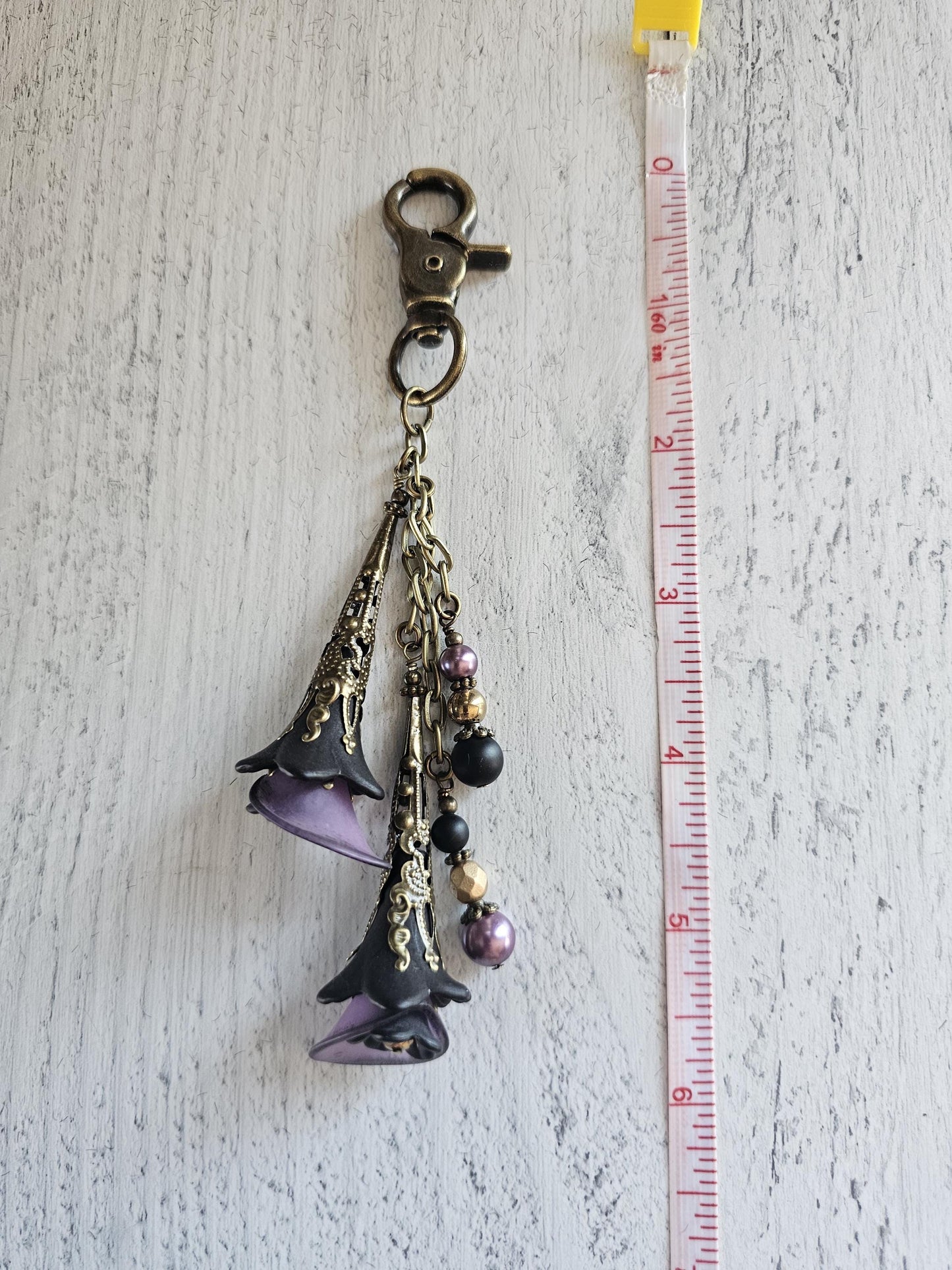 Dark Gothic Purple and Black Bag or Purse Tassel, Perfect Accessory to Clip Anywhere