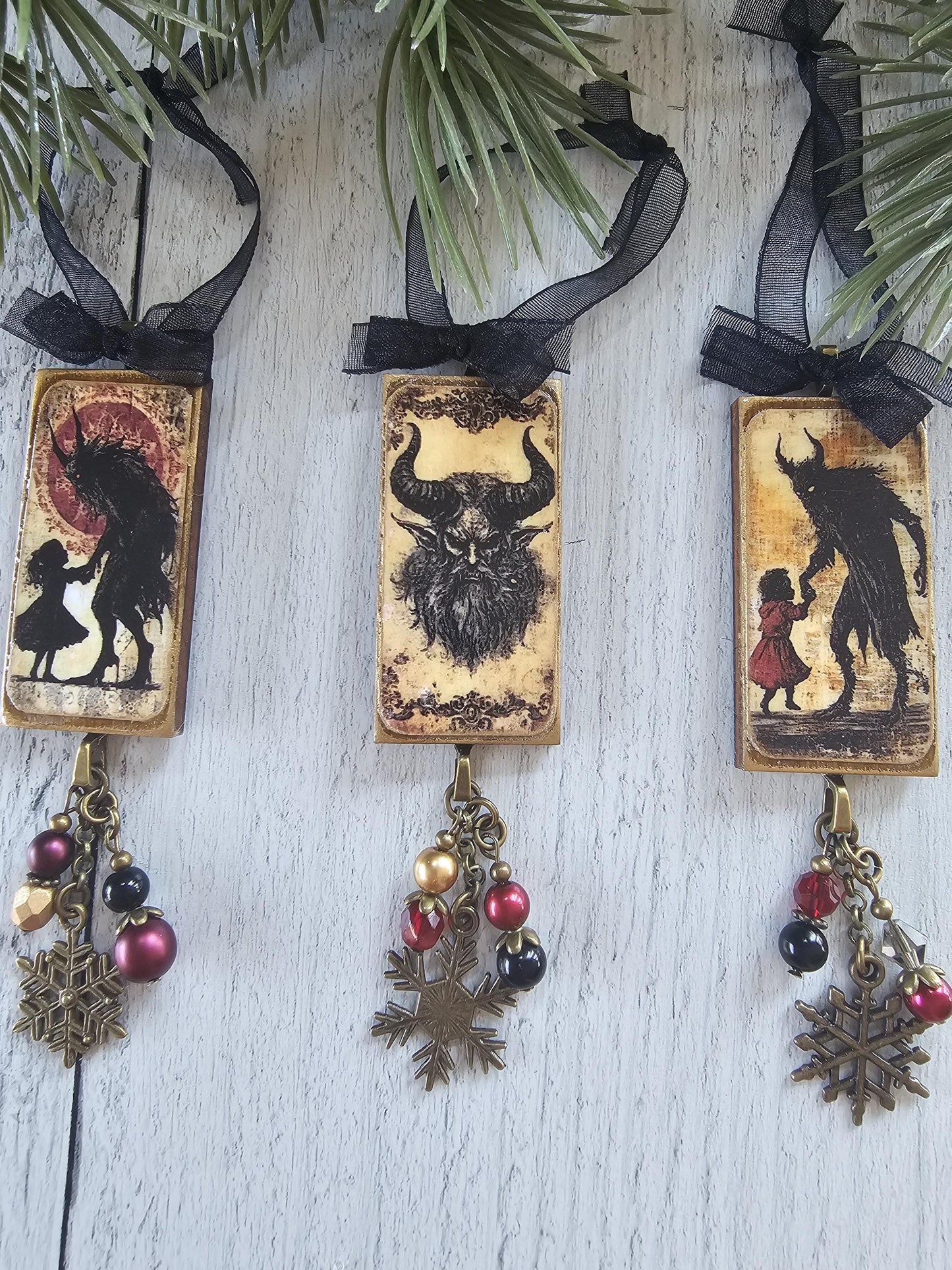Handmade Scary Creepy Krampus Christmas Horror Ornaments