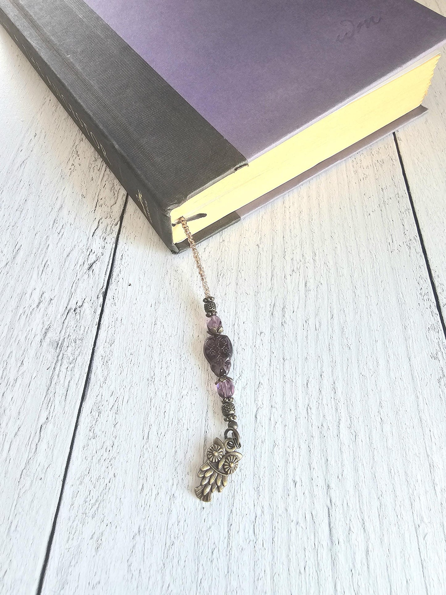 Amethyst Purple Colored Owl Bookmark, Reader Gift