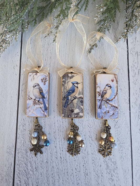 Handmade Christmas Ornaments With Blue Bird Theme