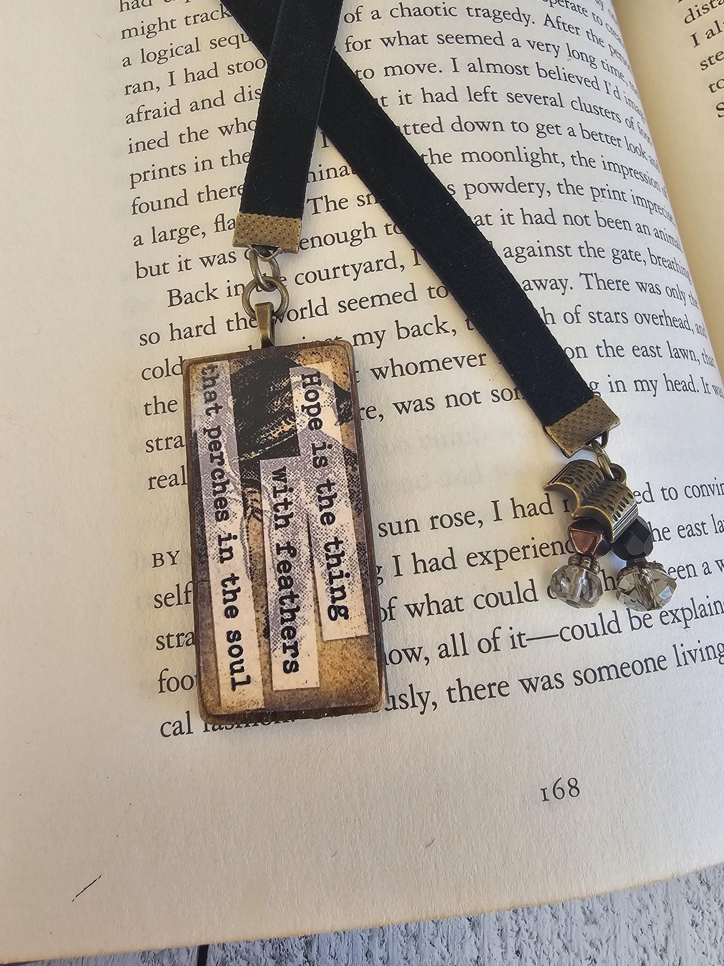 Unique Literary Gift: Your Choice of Literary Quote Bookmark with Antique-style Book Charm for Bibliophiles