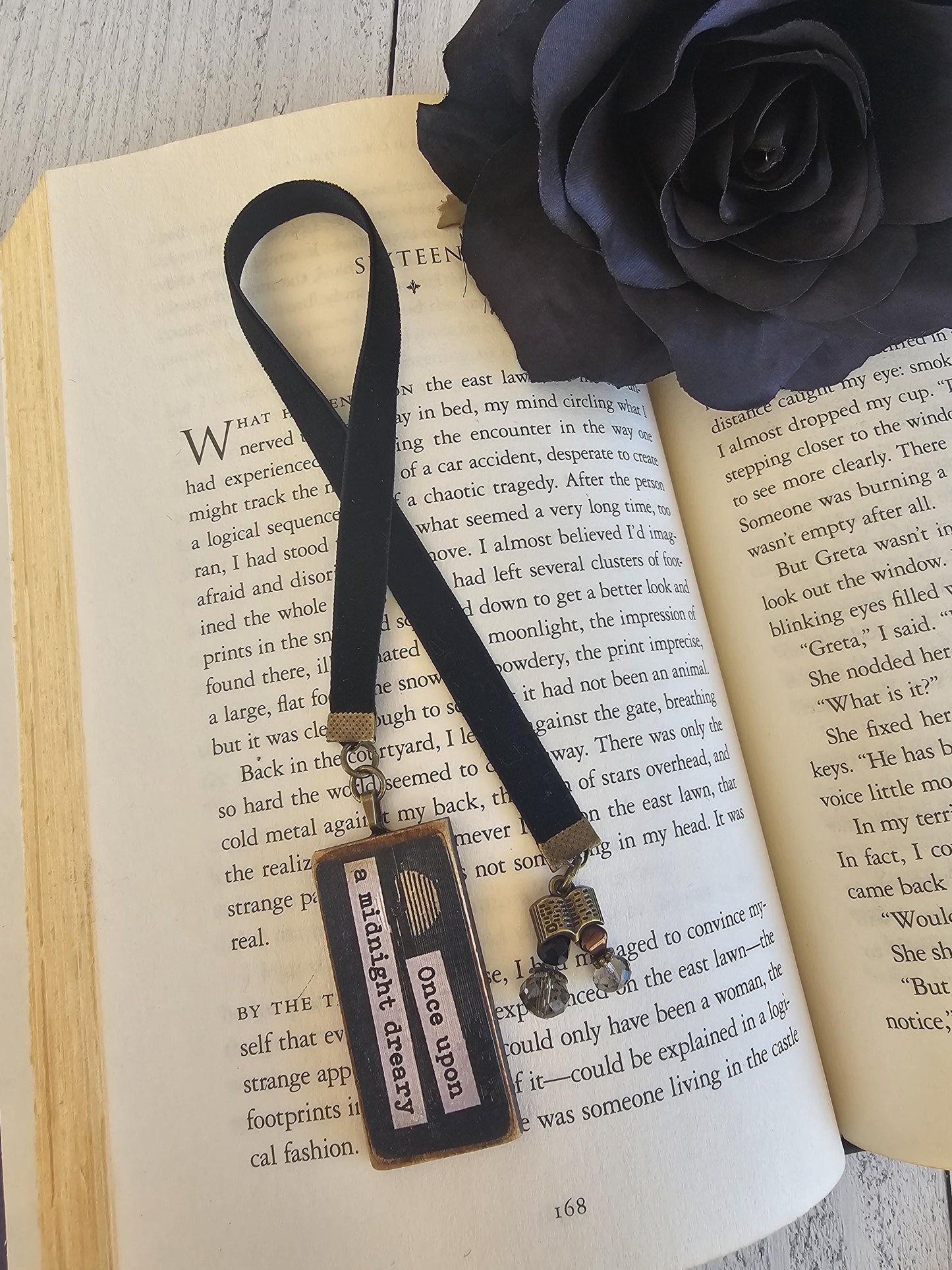 Unique Literary Gift: Your Choice of Literary Quote Bookmark with Antique-style Book Charm for Bibliophiles