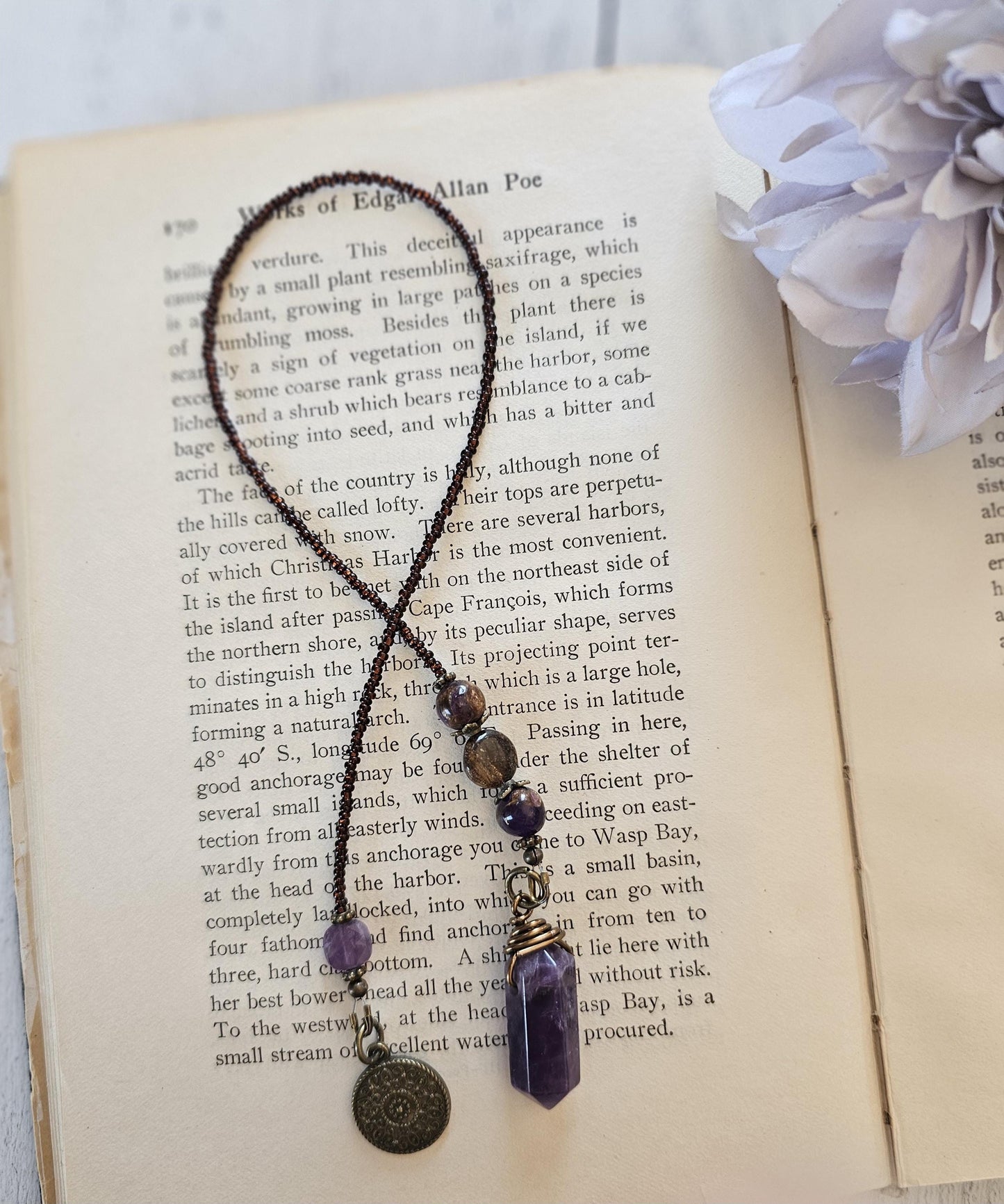 Amethyst Crystal Point Bookmark, Gemstone Bookmarker, Reader Gift