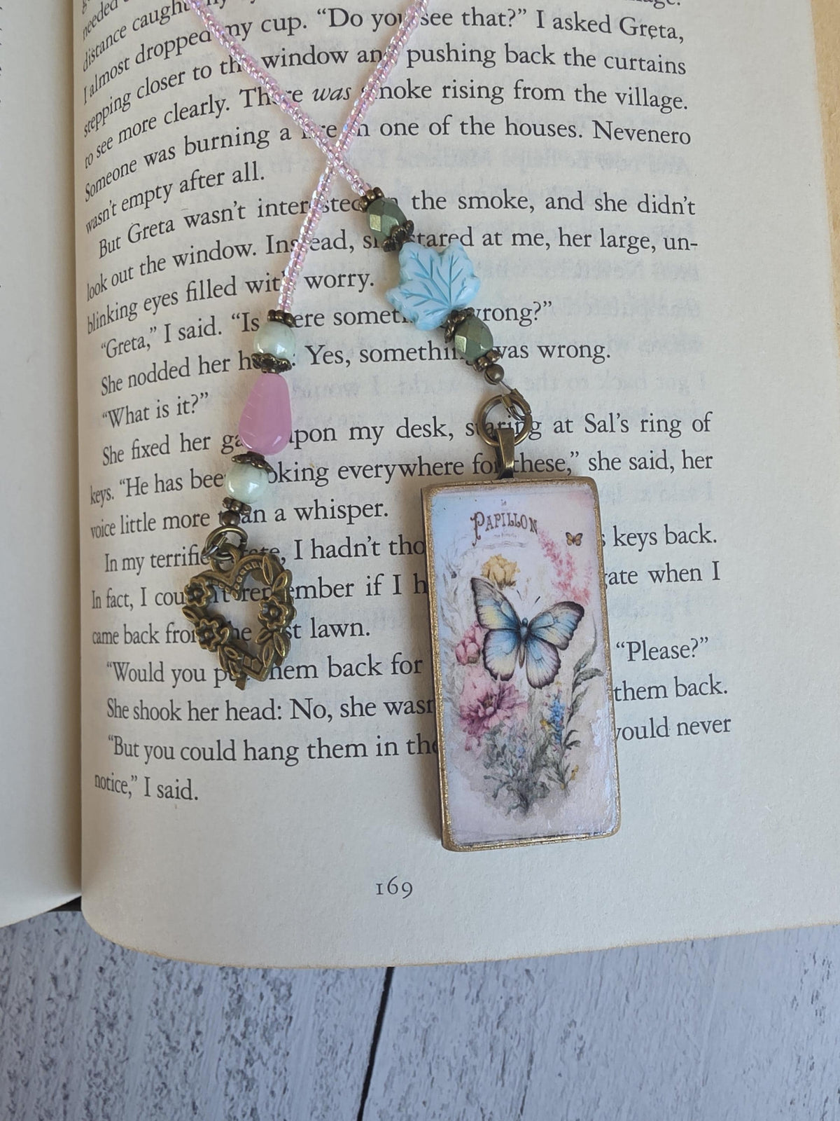 Vintage Style Butterfly Bookmark, Beaded Nature Theme