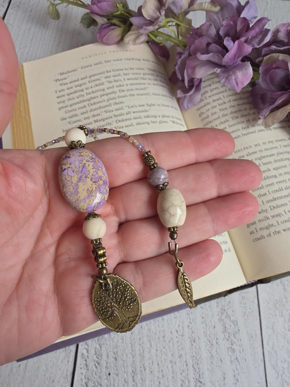 Gemstone Bookmark with Lavender Dyed Imperial Jasper Bead Makes a Unique Reader Gift