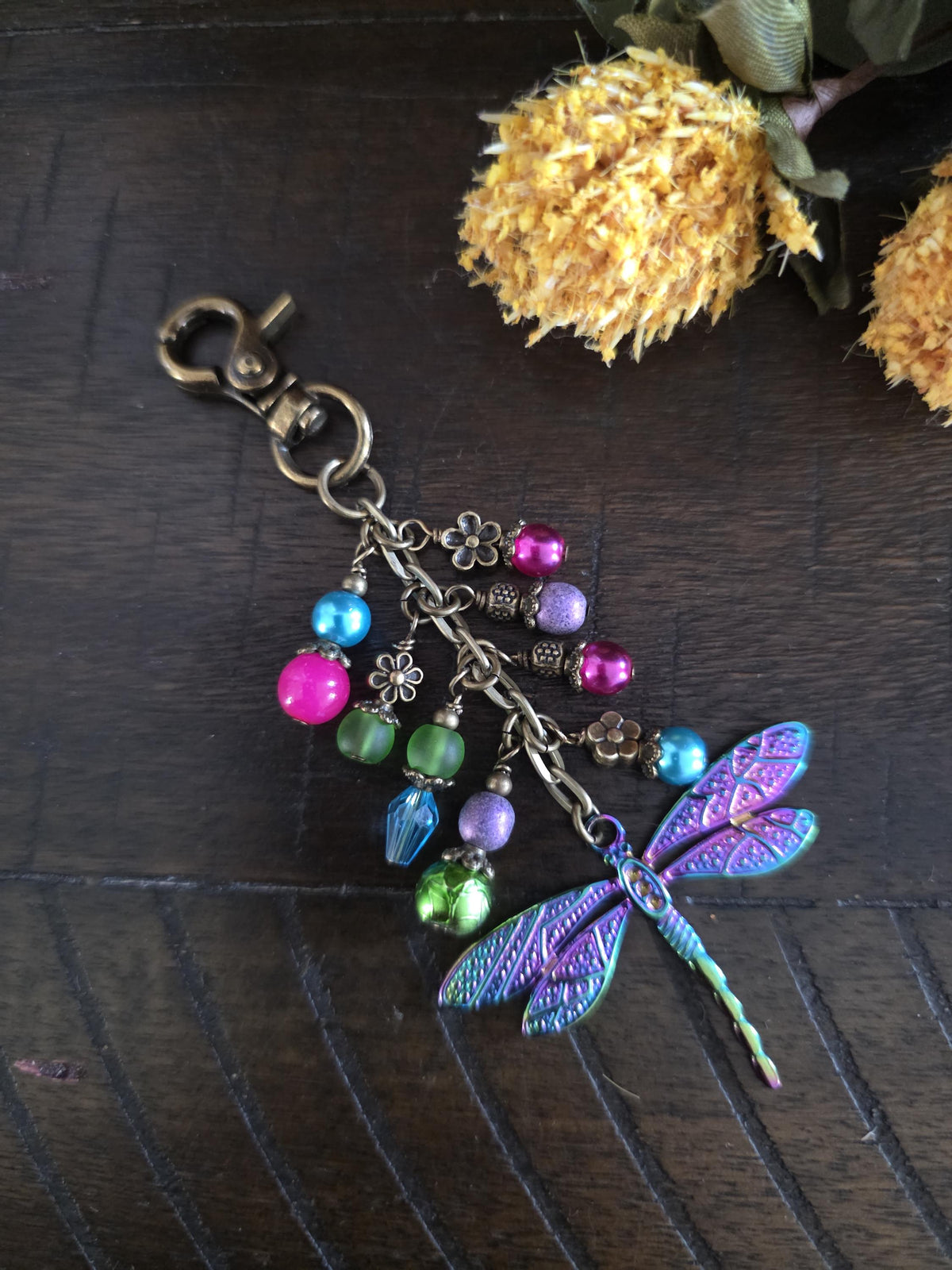 Dragonfly Bag Charm, Bright and Colorful