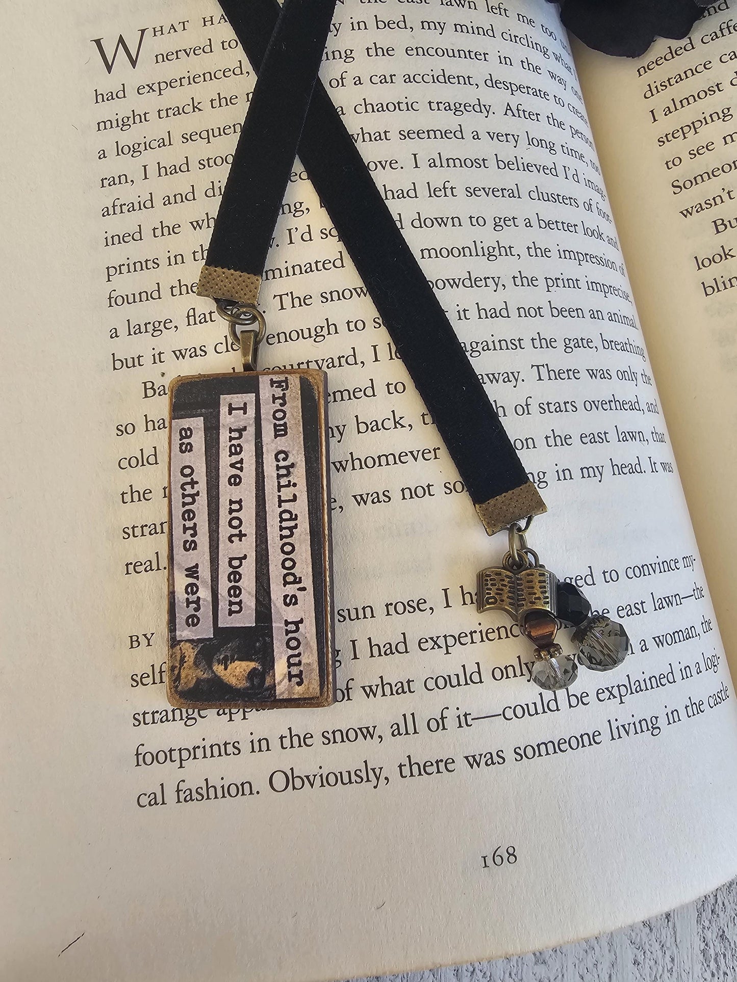 Unique Literary Gift: Your Choice of Literary Quote Bookmark with Antique-style Book Charm for Bibliophiles