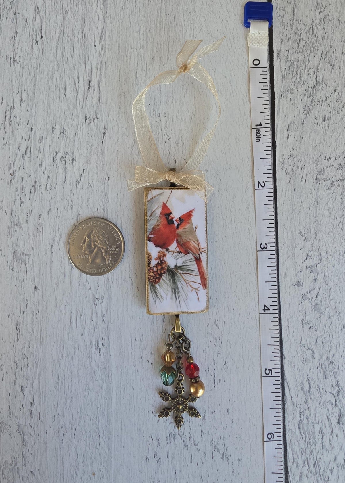 Handmade Christmas Ornaments With Cardinals, Red Bird