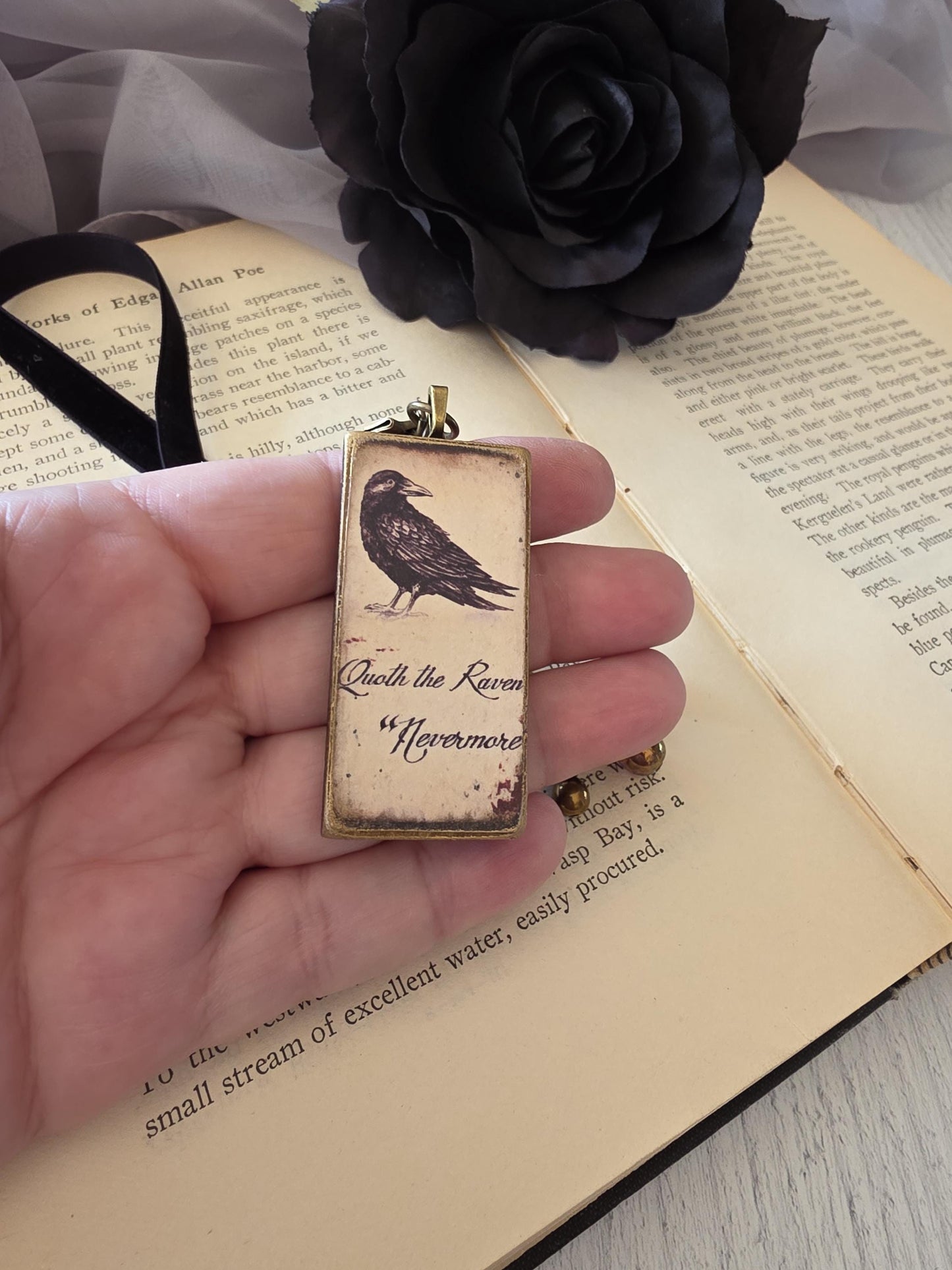 Raven Bookmark, Black Velvet Book Thong, Bookmarker, Teacher Gift