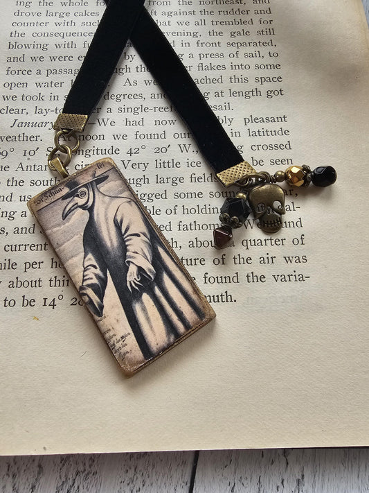 Memento Mori Bookmark, Plague Doctor Reader Gift, Gothic Bookmark, Teacher Gift,