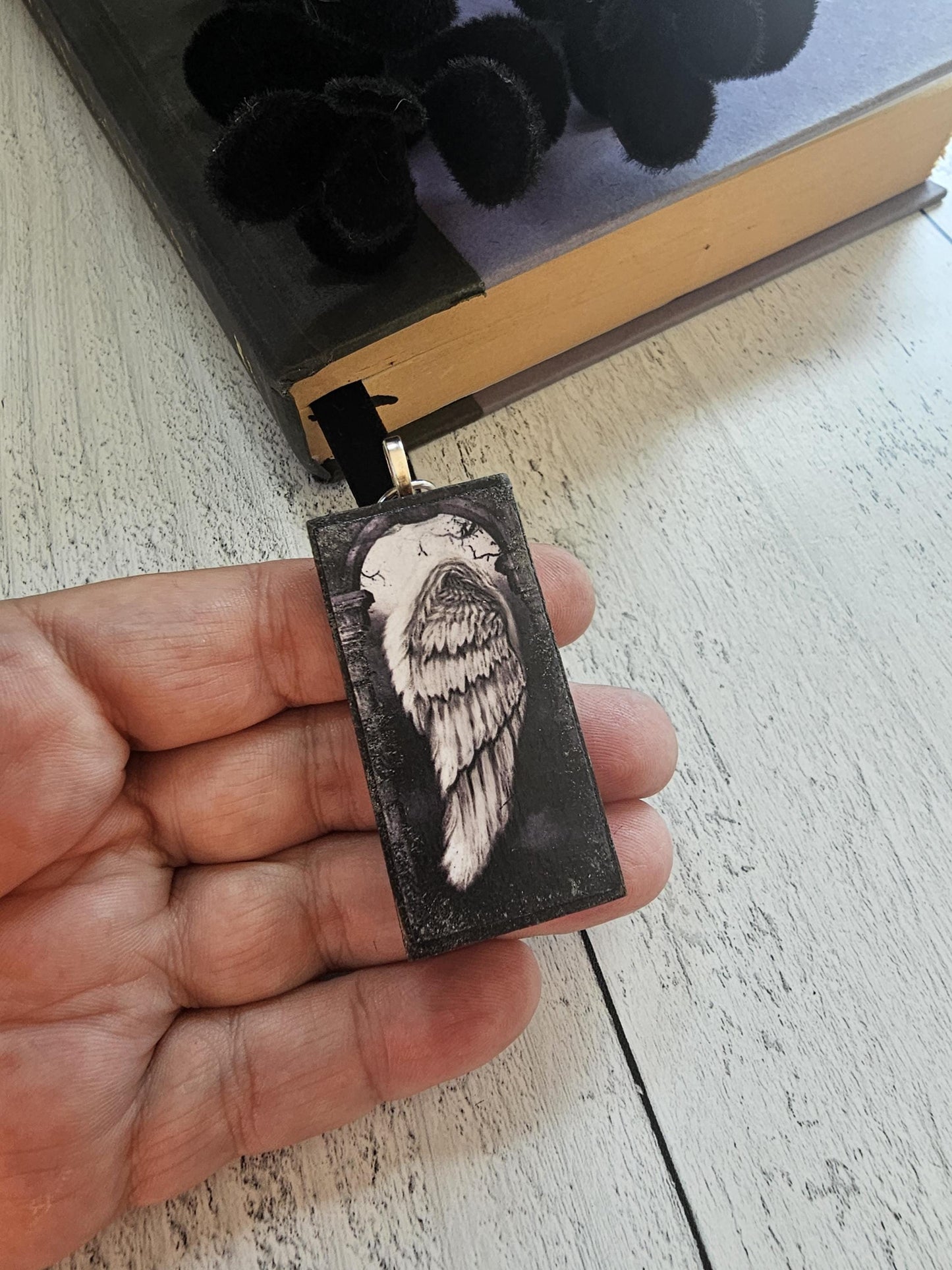 Gothic Bookmark, Angel Wing Bookmarker, Velvet Ribbon Bookmark, Reader Gift