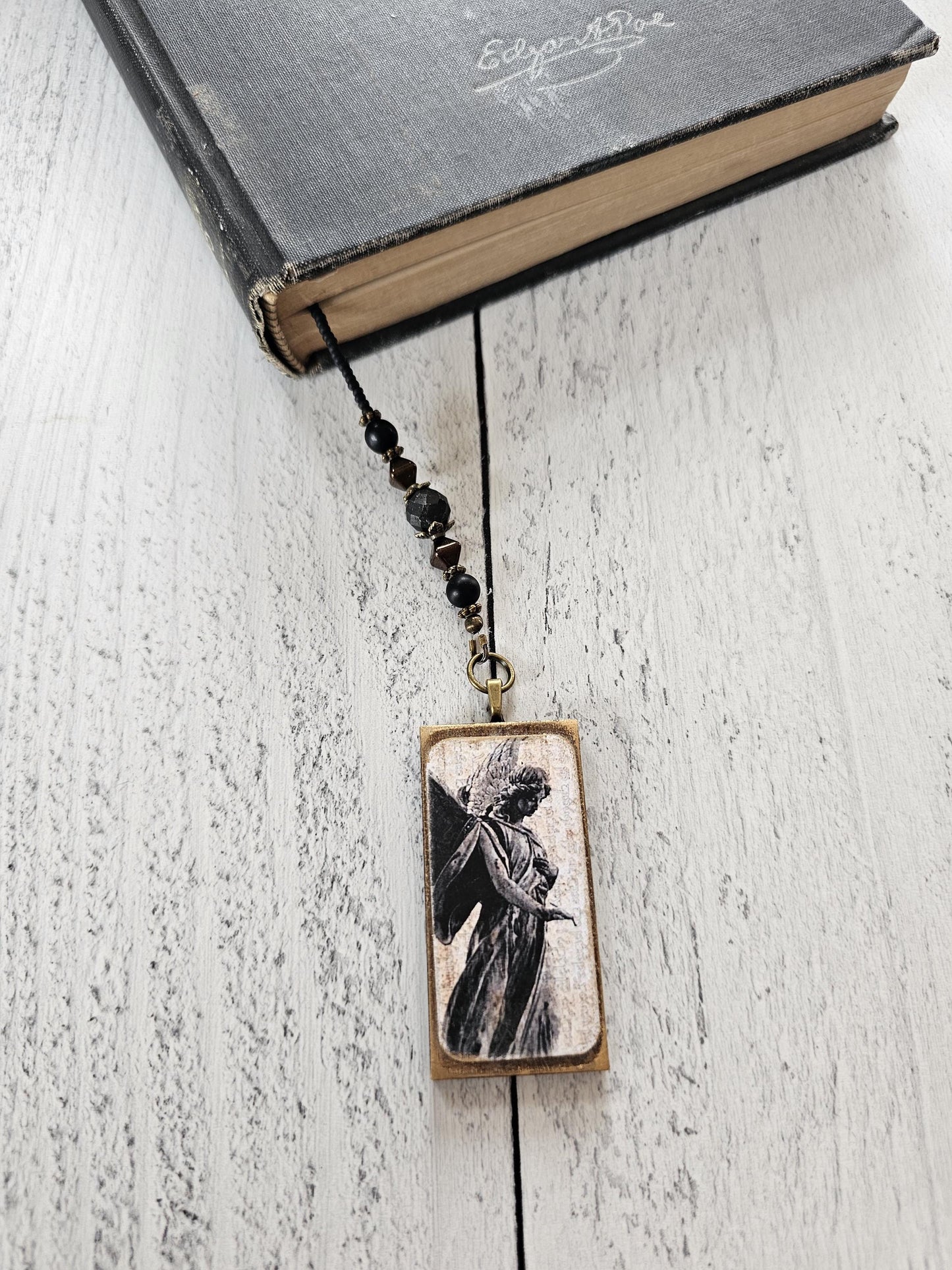 Archangel Bookmark, Concrete Angel, Gothic Grave Marker Bookmark, Reader Gift