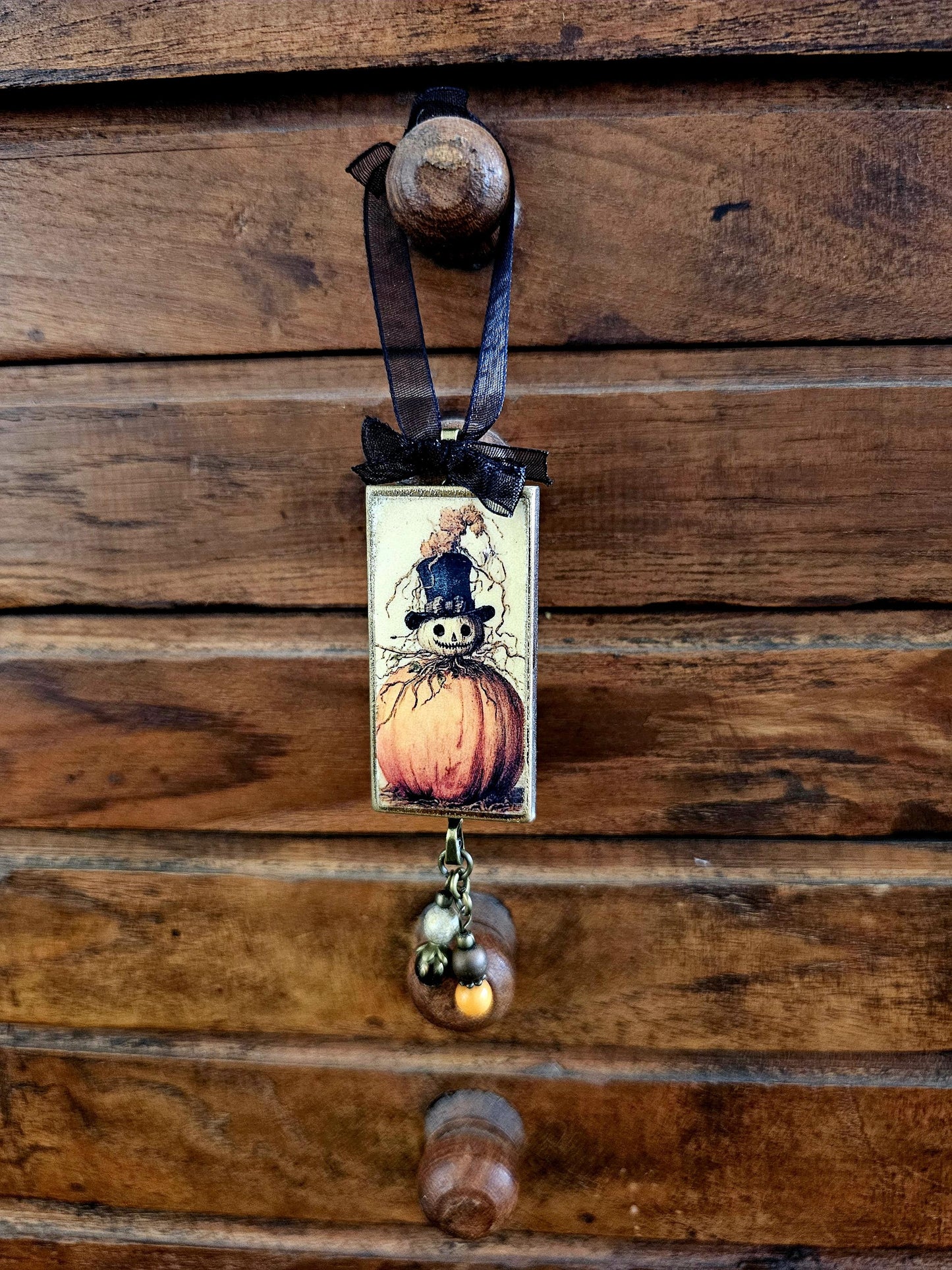 Whimsical Pumpkin Ornament, Halloween Decor