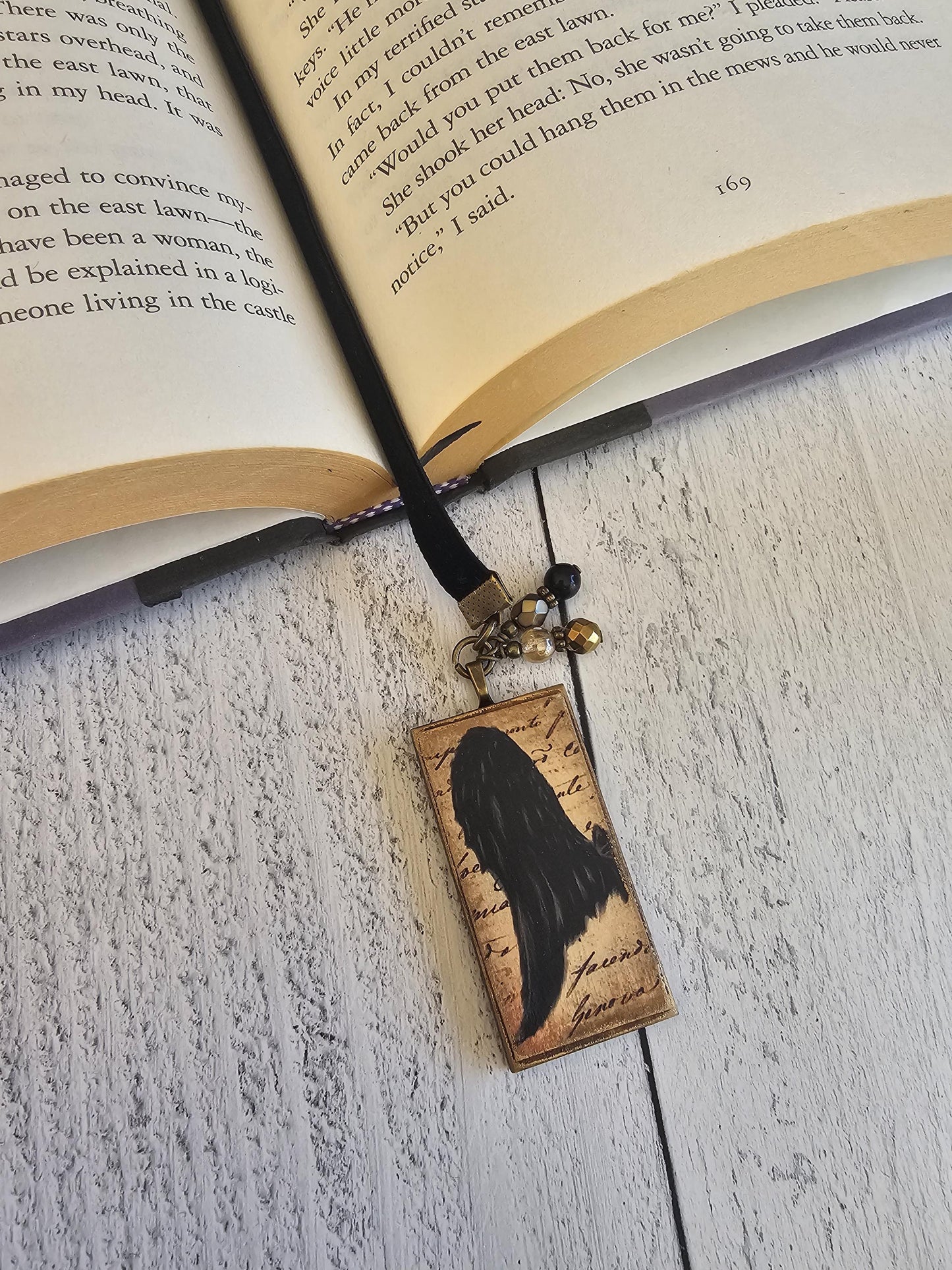 Gothic Bookmark, Angel Wing Bookmarker, Velvet Ribbon Bookmark, Reader Gift