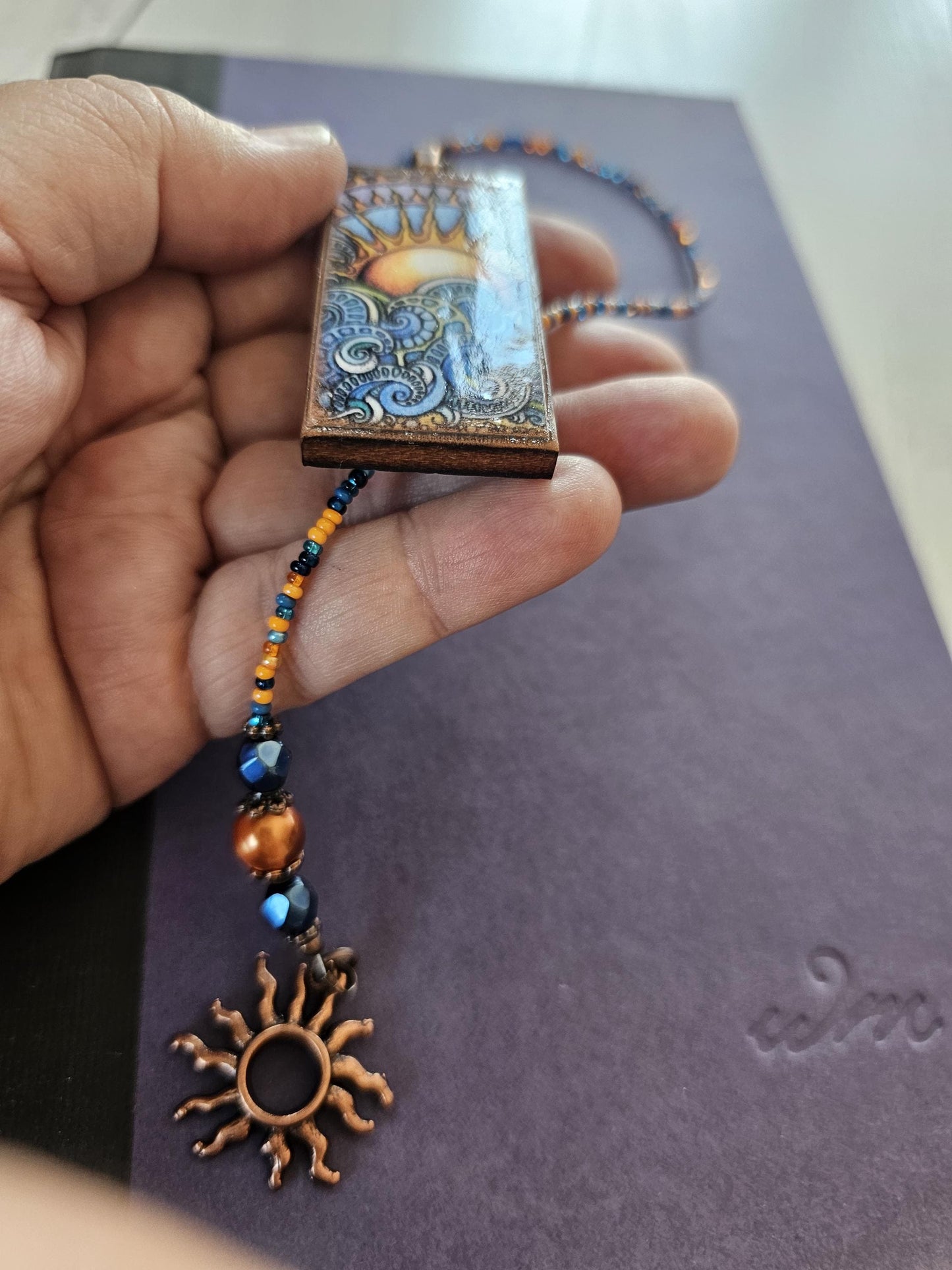 Sun and Surf Beaded Bookmark, Unique Page Marker, Book Thong, Gift for Her,  Mother's Day