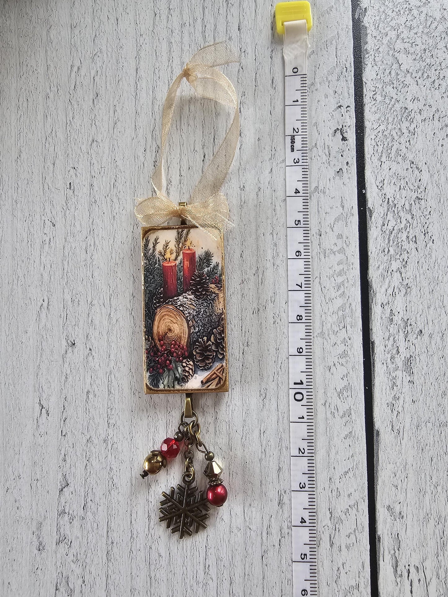 Handmade Yule Log, Christmas Ornaments, Holiday Season Decor
