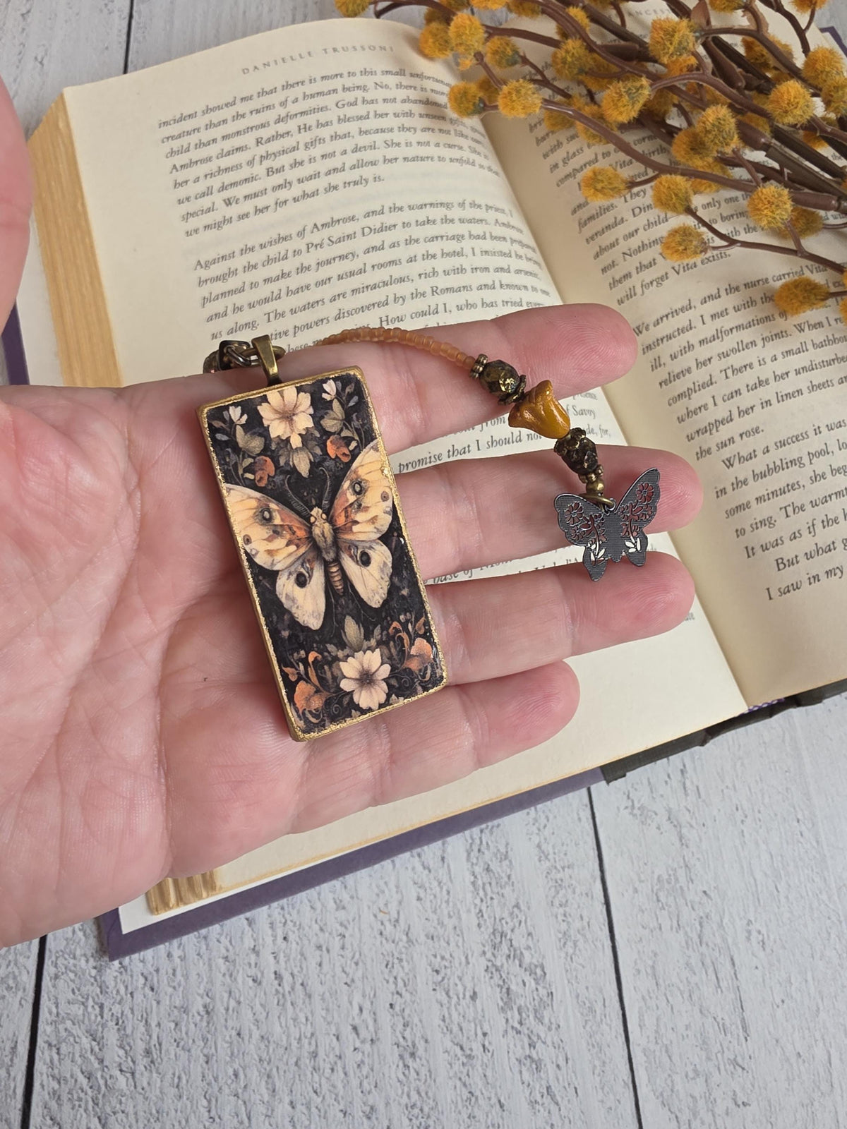 Gothic Butterfly Beaded Bookmark, Pair With Book Gift