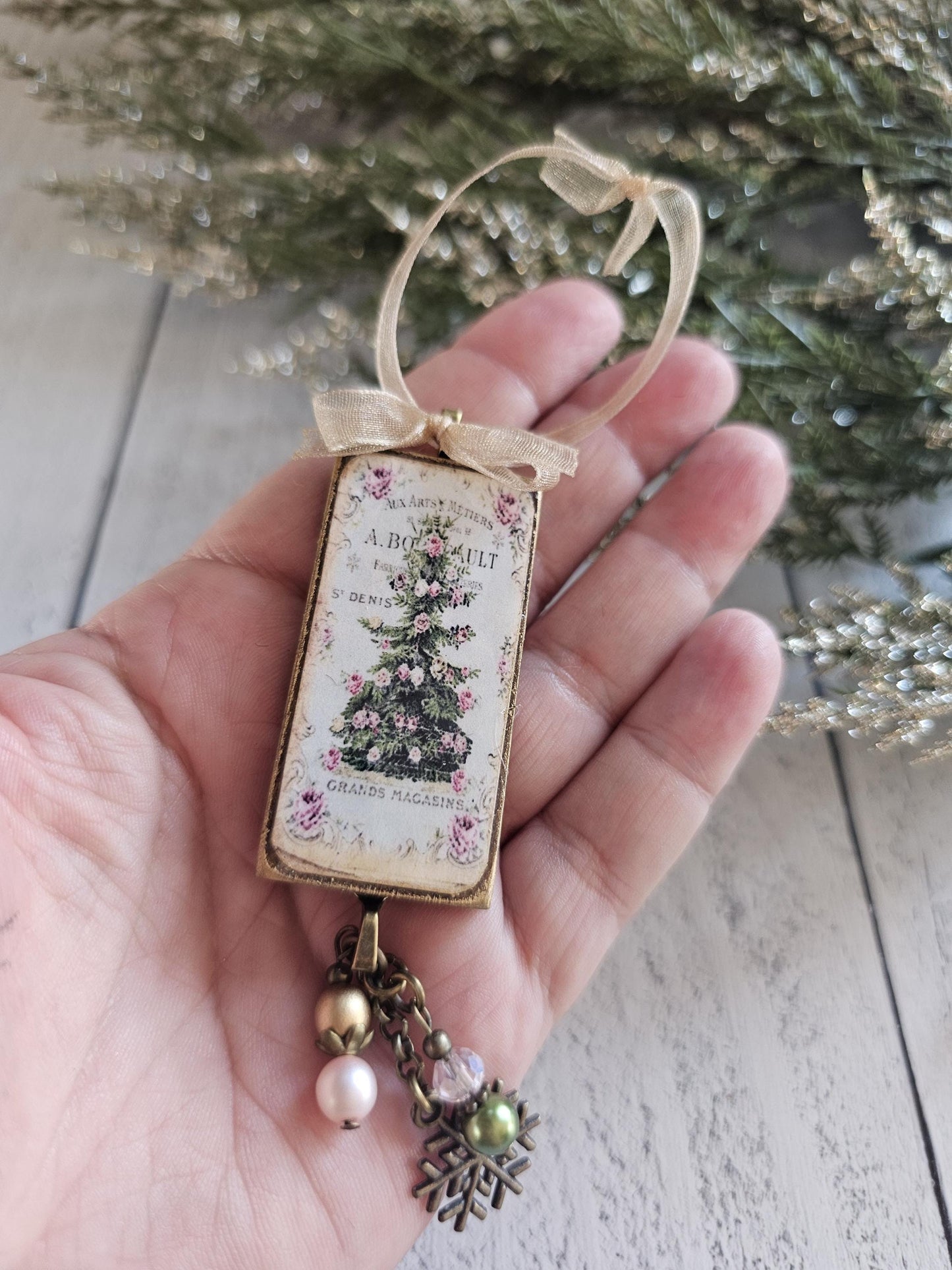 Set of Three Handmade Pink Santa, Christmas Tree Ornaments, Buy 3 or Singles