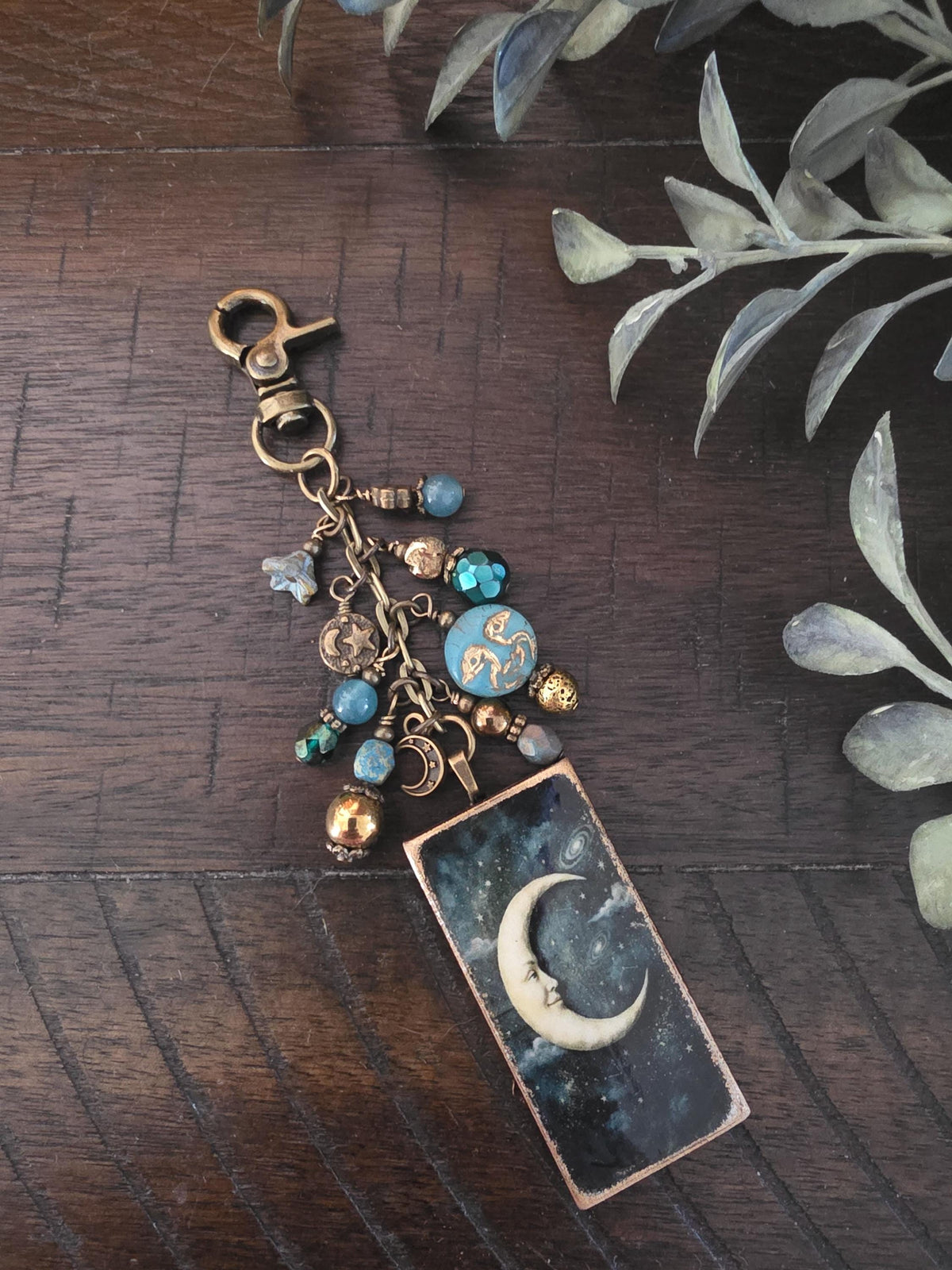 Boho Vintage-Style Moon Charm, Whimsy for Your Bag