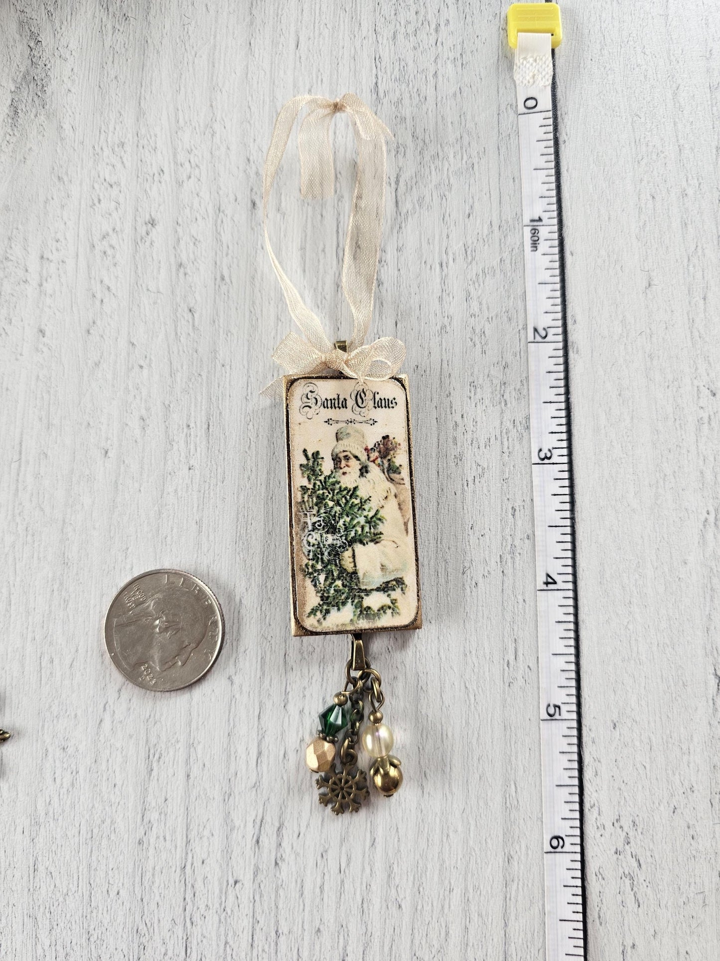 Set of Three Handmade Santa Claus Christmas Ornaments, Buy all 3 or Singles