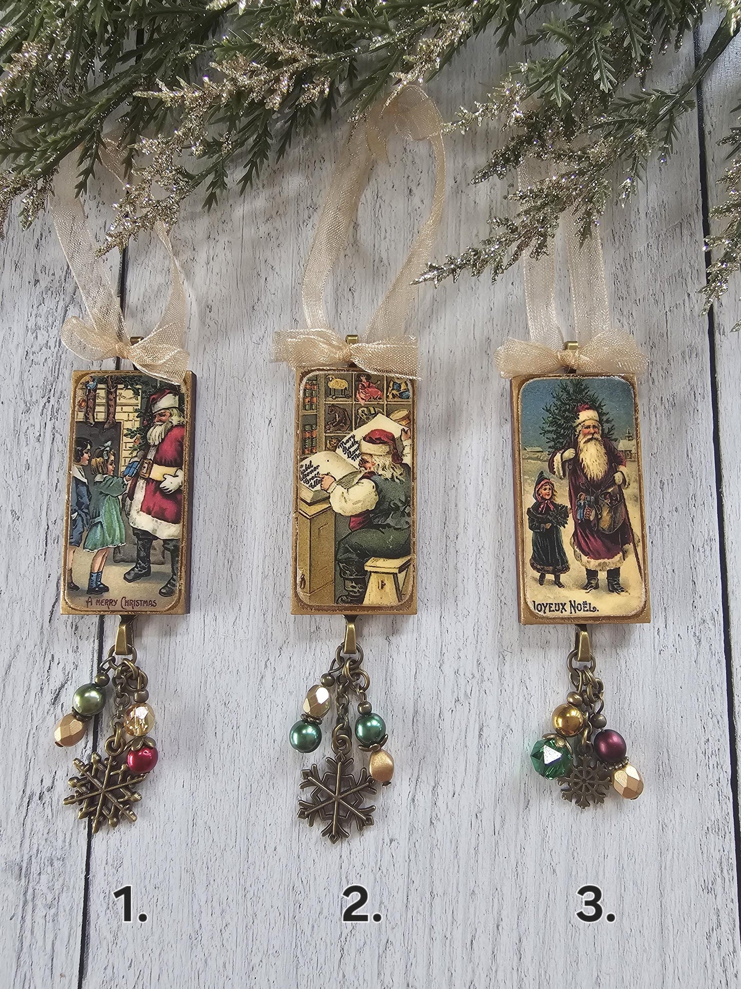 Victorian Santa Ornaments, Holiday Decor