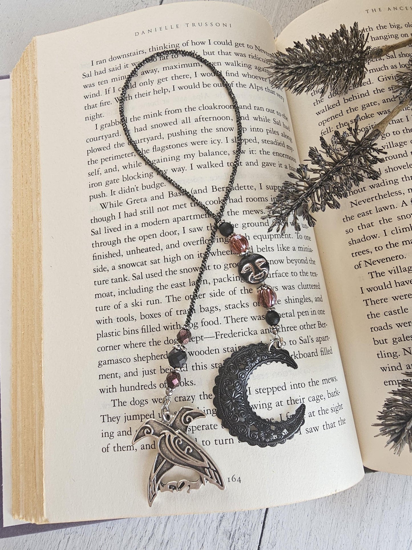 Raven Moon Beaded Reader Gift, Witchy Viking Bookmark