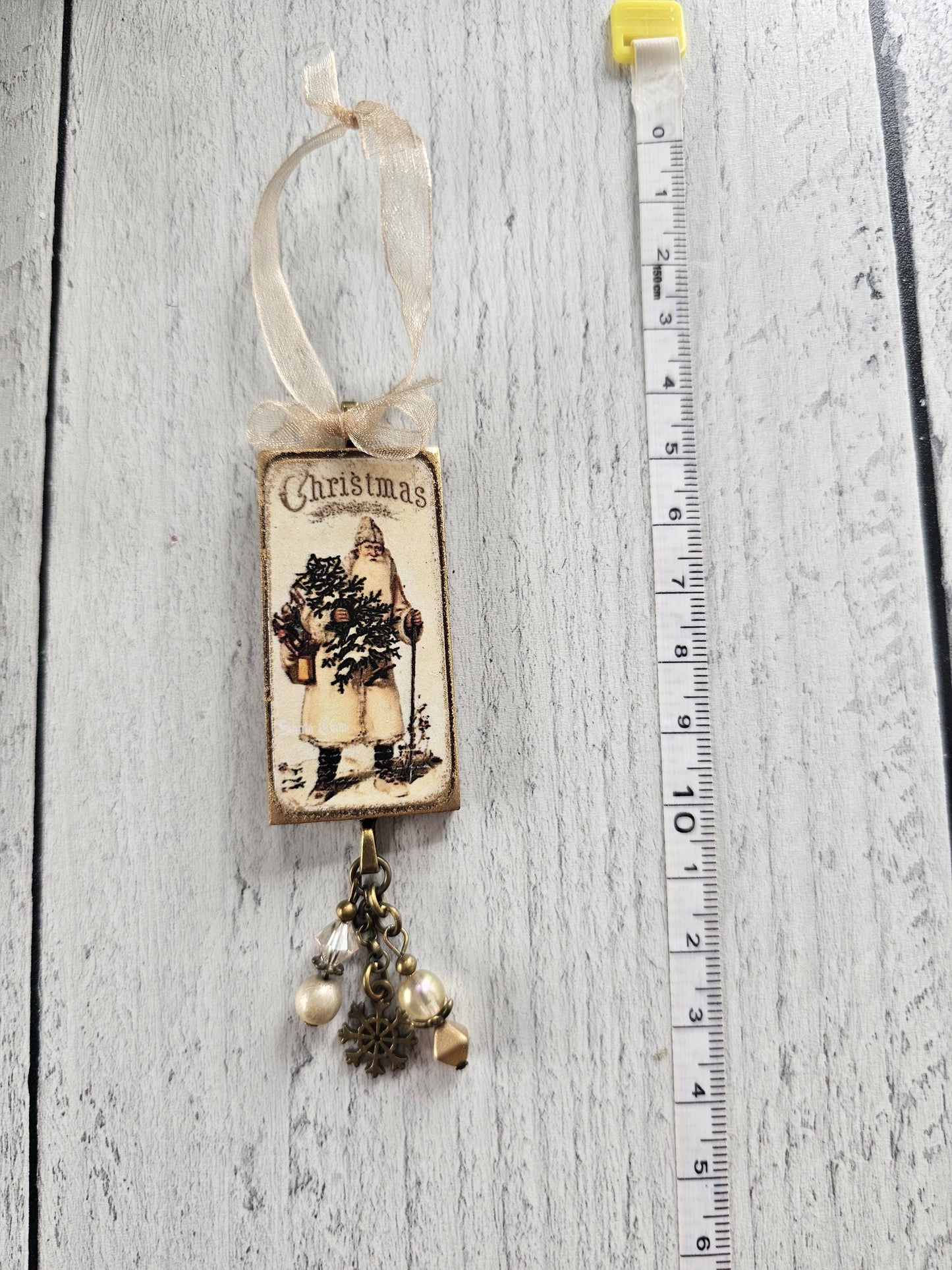 Set of Three Handmade Santa Claus Christmas Ornaments, Buy all 3 or Singles