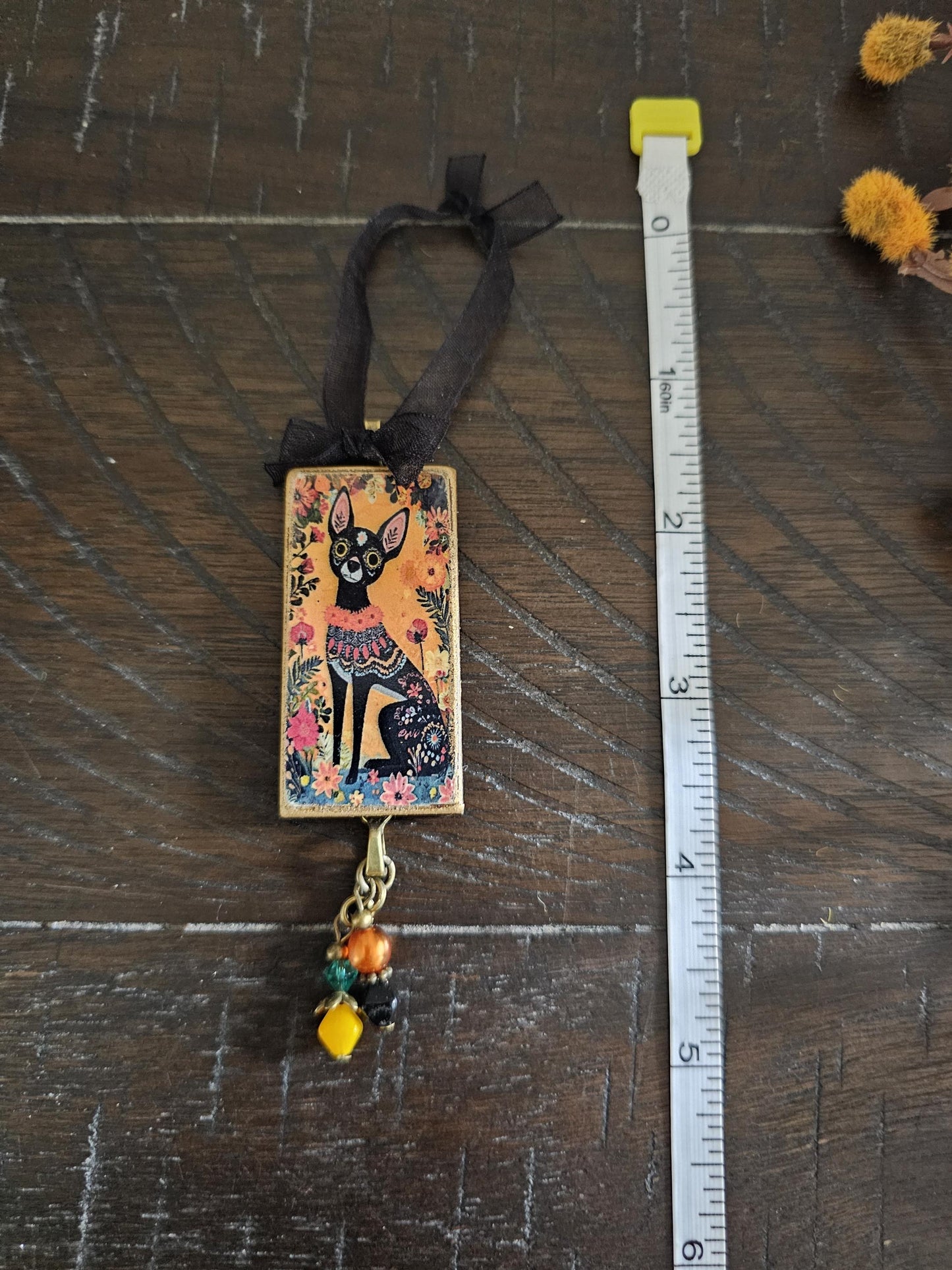Day of the Dead Chihuahua Ornament, Sugar Skull Dog Dia de los Muertos
