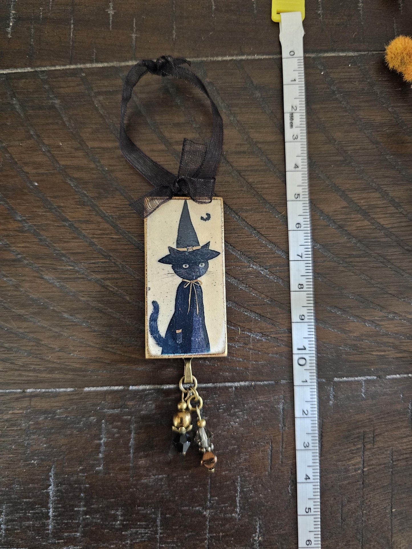 Witch Cat Whimsical Ornament, Halloween Decor