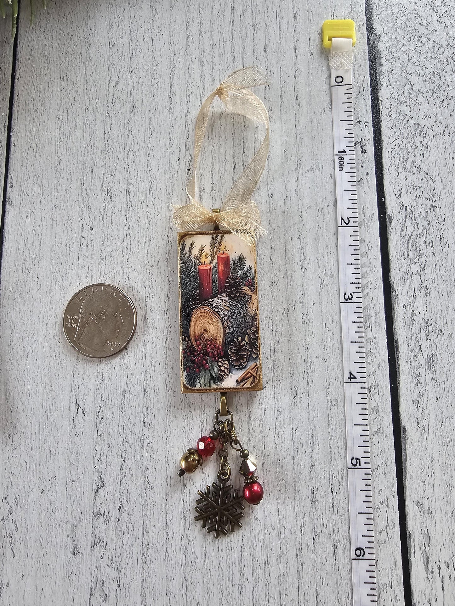 Handmade Yule Log, Christmas Ornaments, Holiday Season Decor