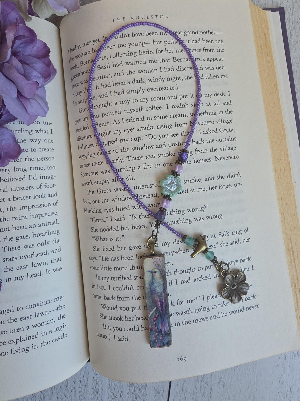 Whimsical Bird Theme Beaded Bookmark With Handmade Pendant