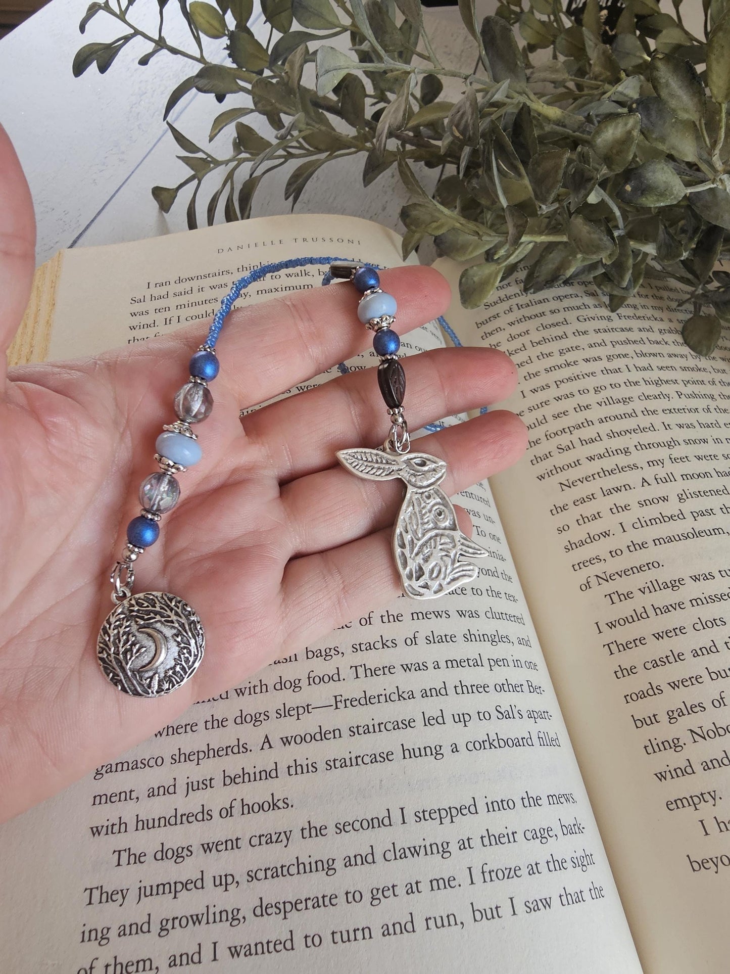 Blue Opal Hare Reader Gift, Beaded Bookmark