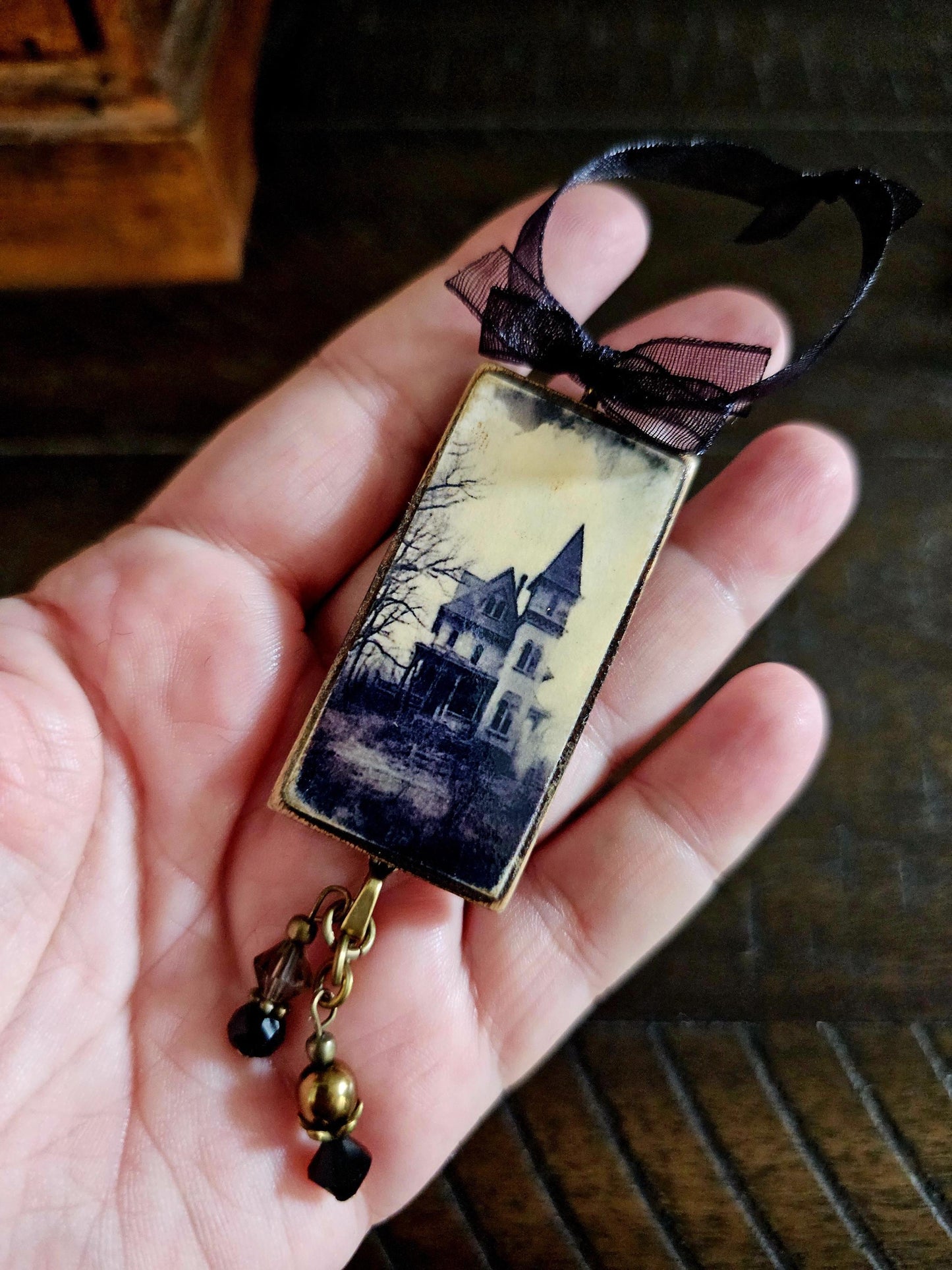 Creepy Derelict House Halloween Ornament, Spooky Decor