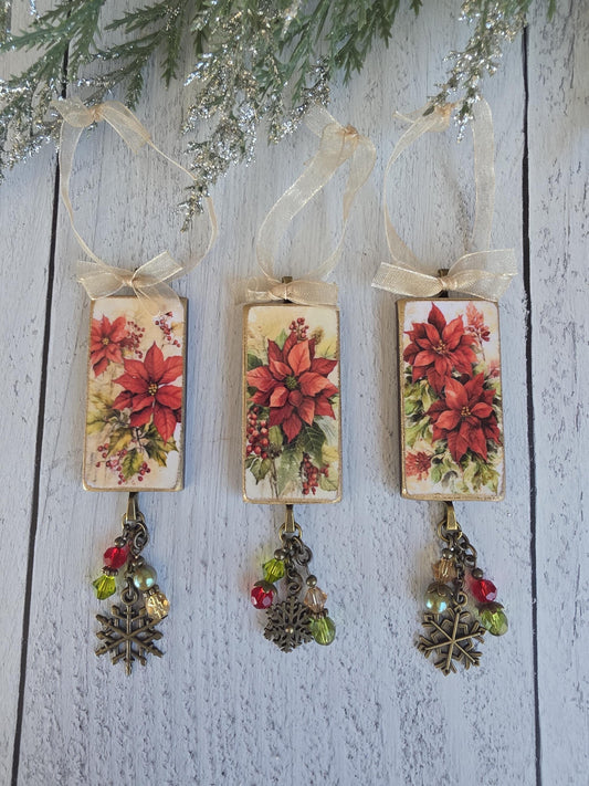 Handmade Poinsettia Christmas Ornaments