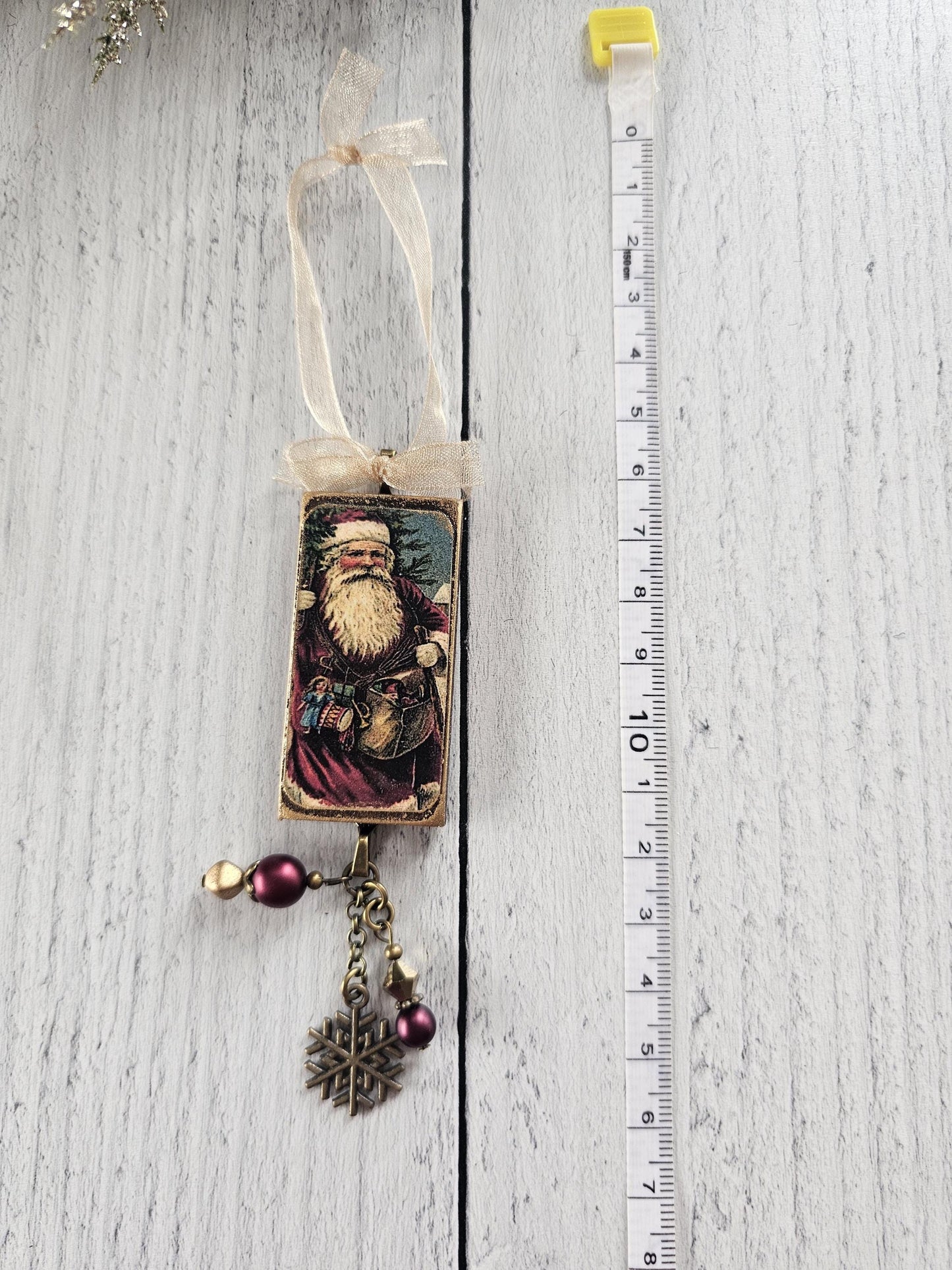 Set of Three Handmade Santa Claus Christmas Ornaments, Buy all 3 or Singles