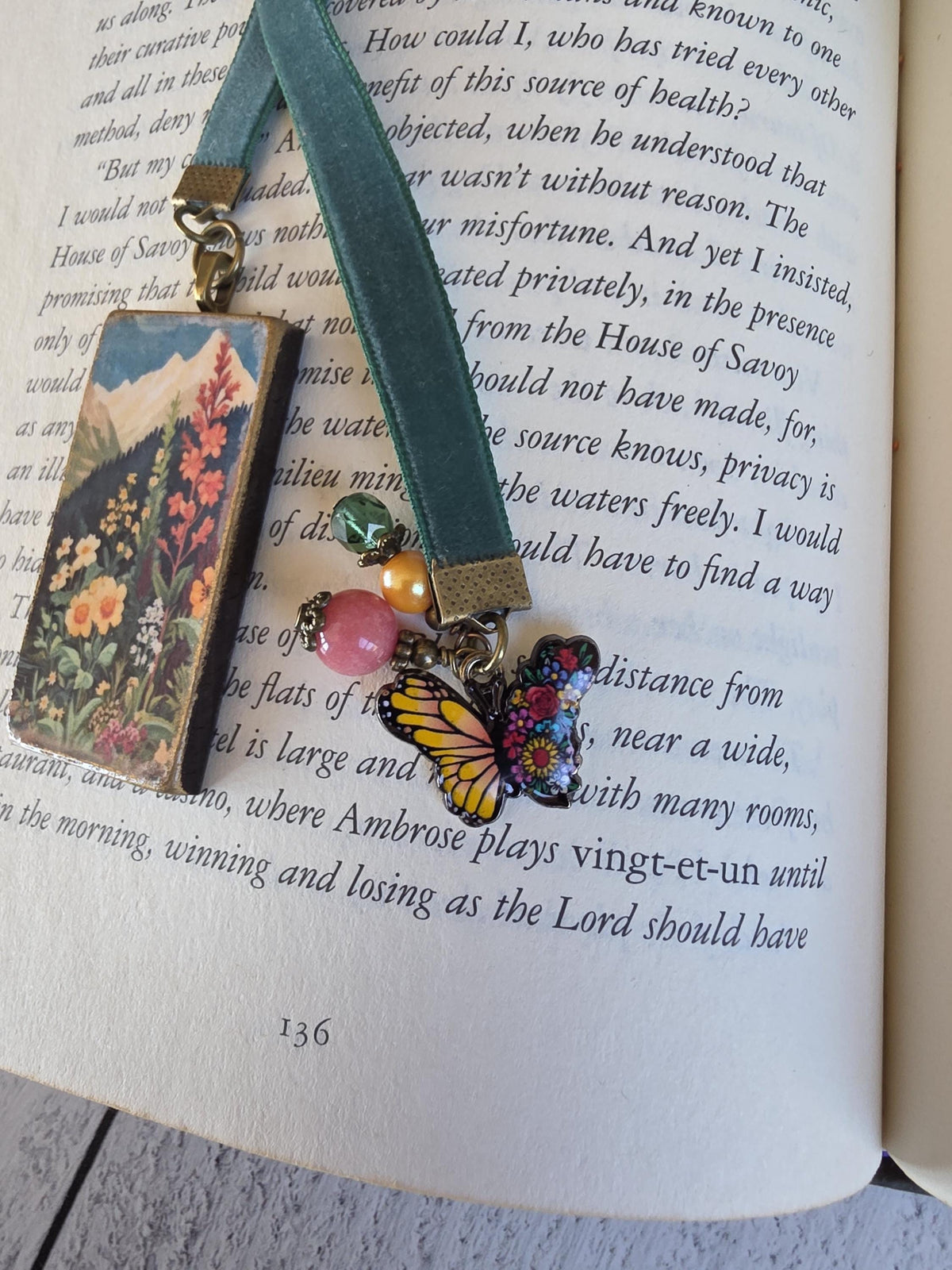 Ribbon Bookmark With Handmade Floral Pendant
