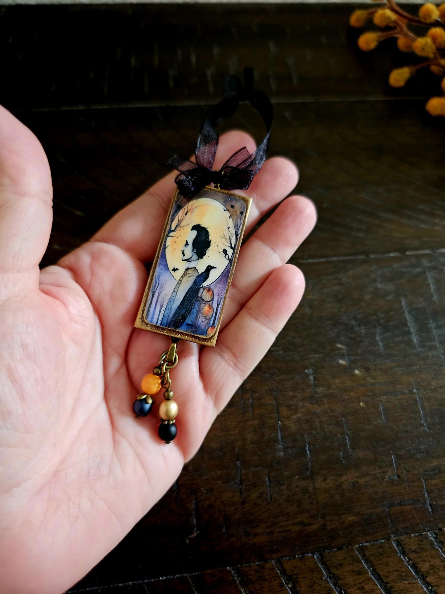 Poe Raven Theme Ornament, Halloween Horror Decor