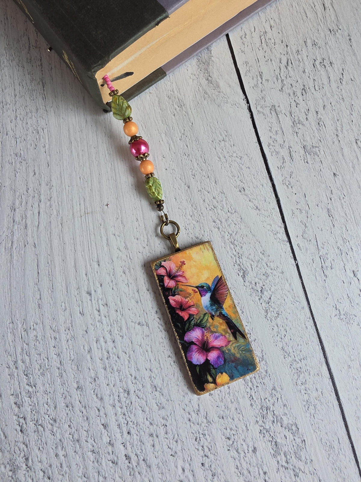 Hummingbird Handmade Pendant Bookmark, Choose Length and Picture