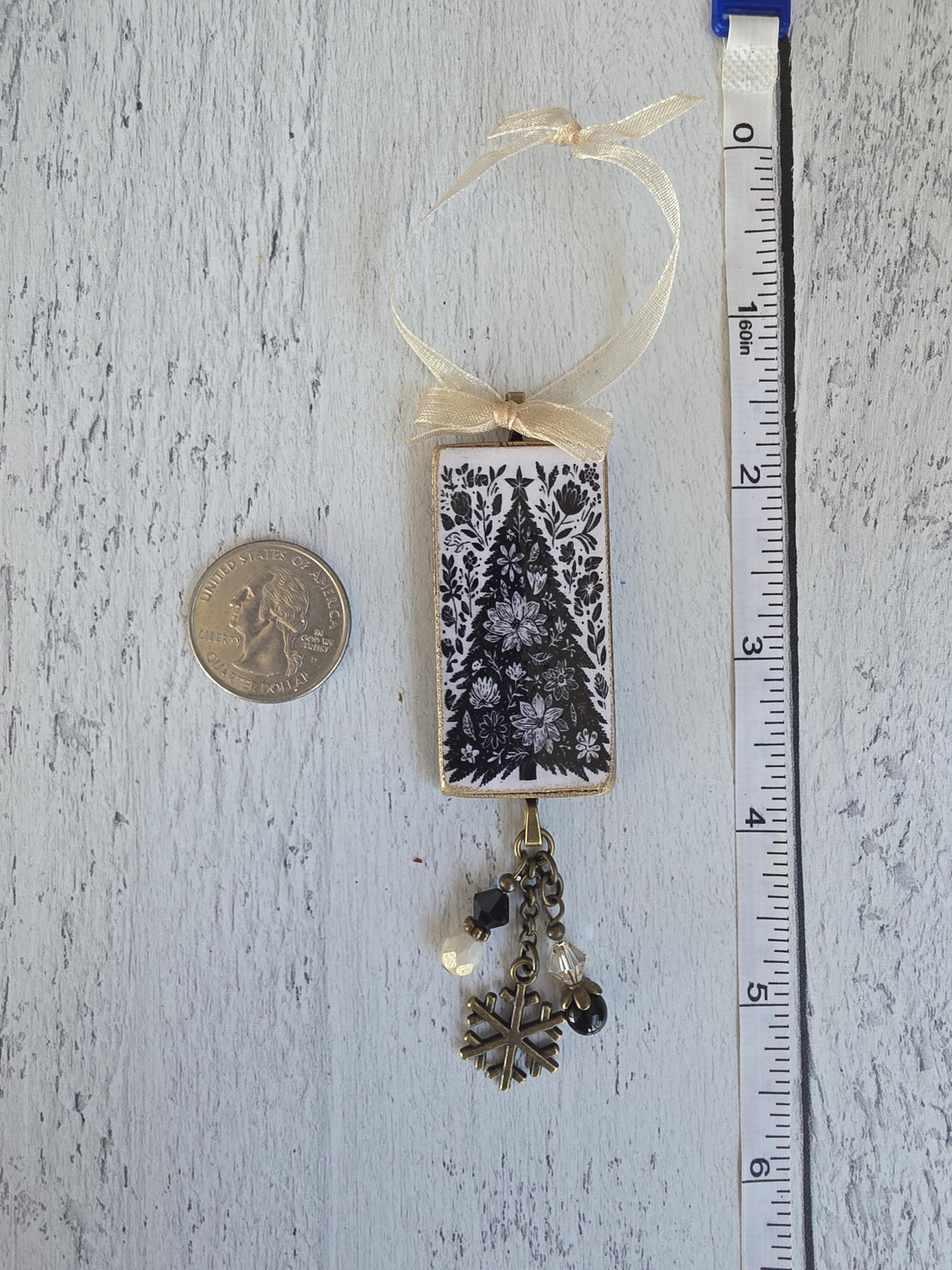 Handmade Unique Black and White Christmas Tree Ornaments