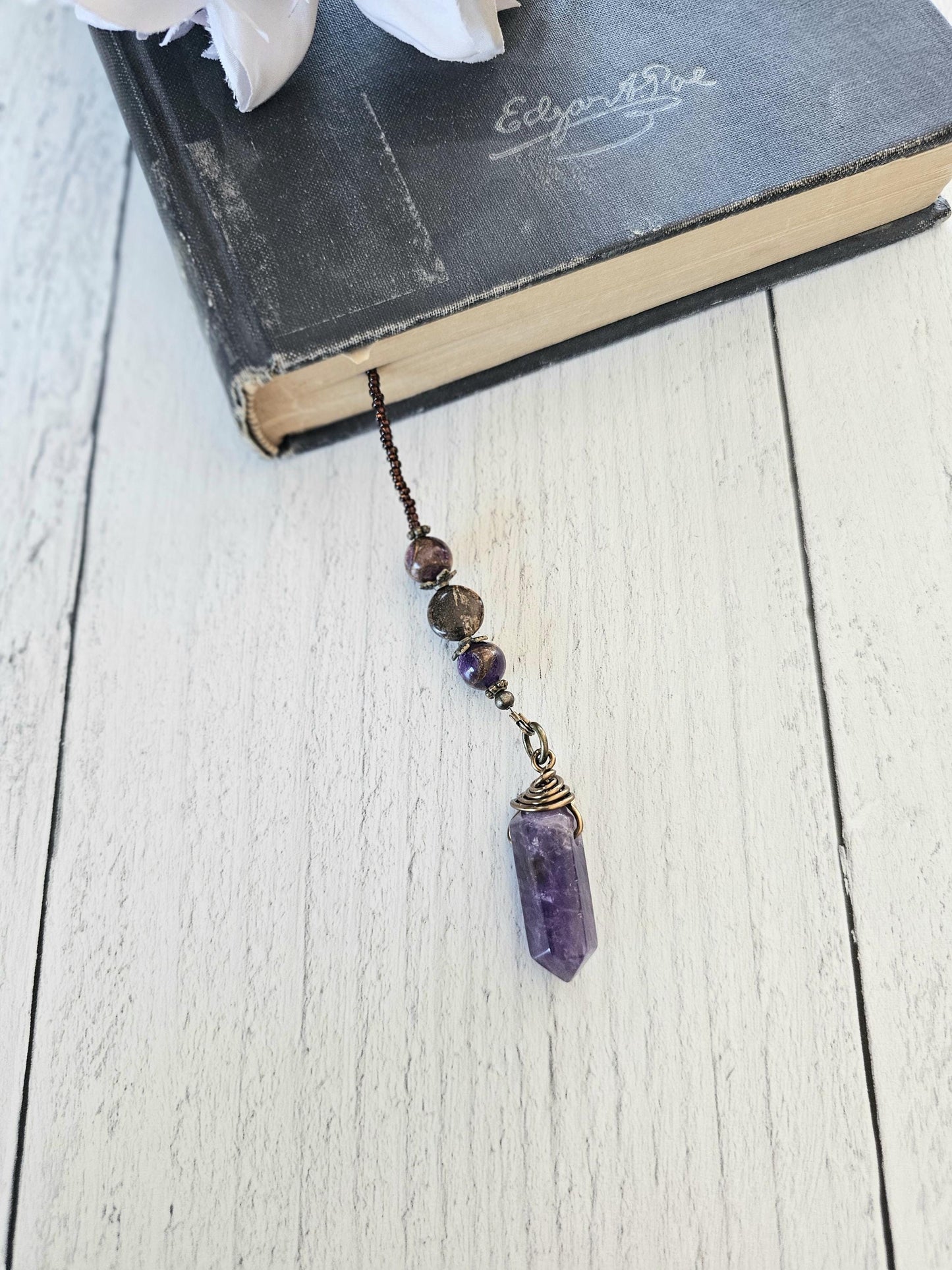 Amethyst Crystal Point Bookmark, Gemstone Bookmarker, Reader Gift