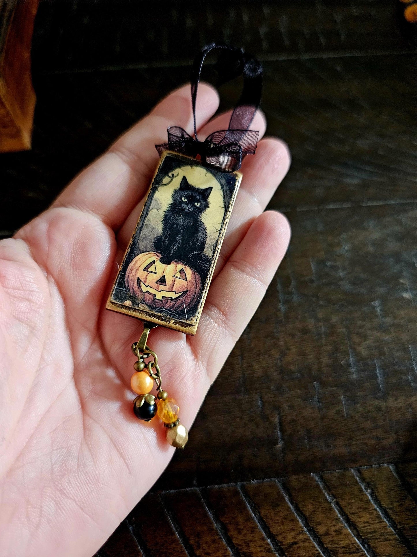 Black Cat Ornament, Halloween Themed Decor